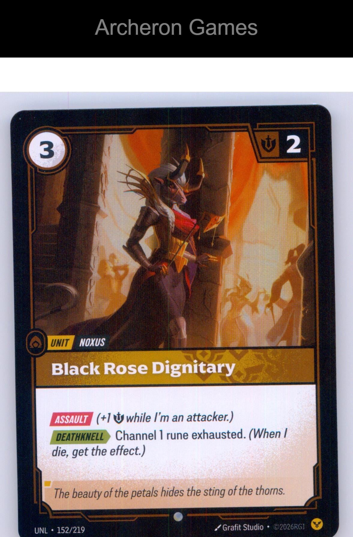 Black Rose Dignitary UNL 152/219 C Unleashed Riftbound Card