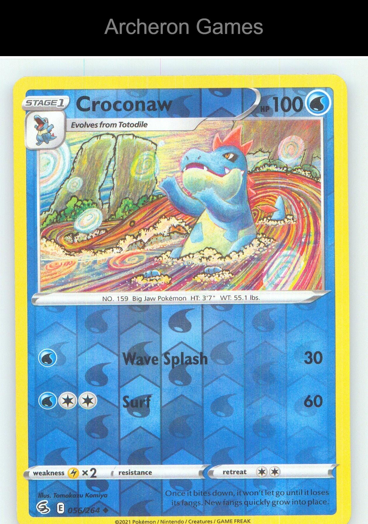 Pokemon Card Croconaw FST 056/264 UC Fusion Strike Reverse Holo