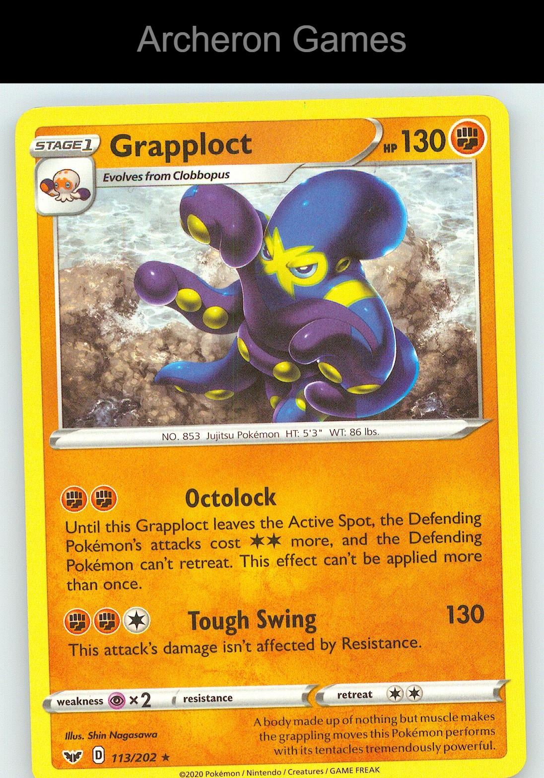 Pokemon Card Grapploct SSH 113/202 R Sword & Shield