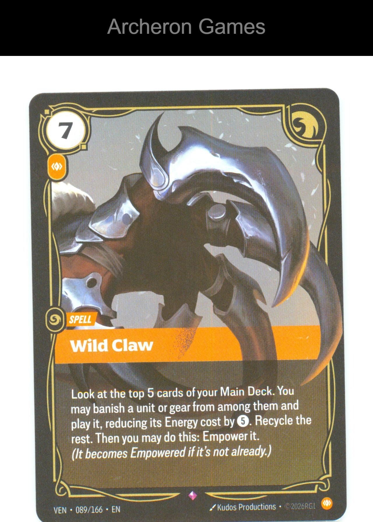 Wild Claw VEN 089/166 R Vendetta Riftbound Card Foil