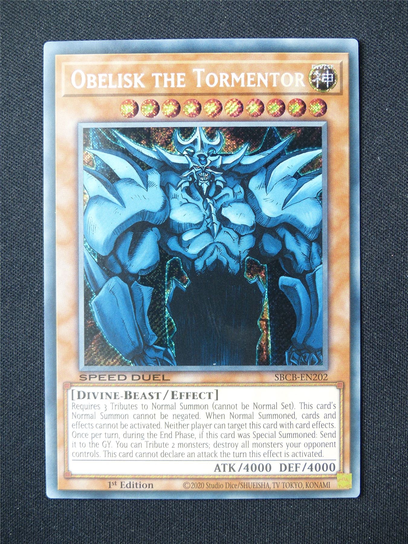 Obelisk the Tormentor SBCB Secret Rare - 1st ed Yugioh Card #9LR