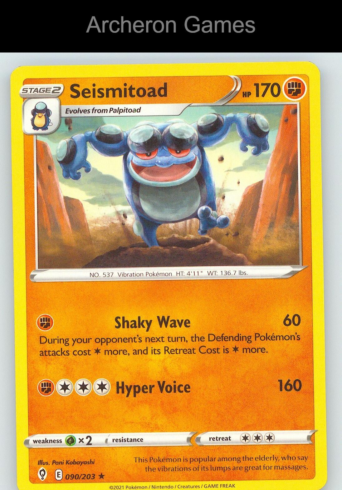 Pokemon Card Seismitoad EVS 090/203 R Evolving Skies