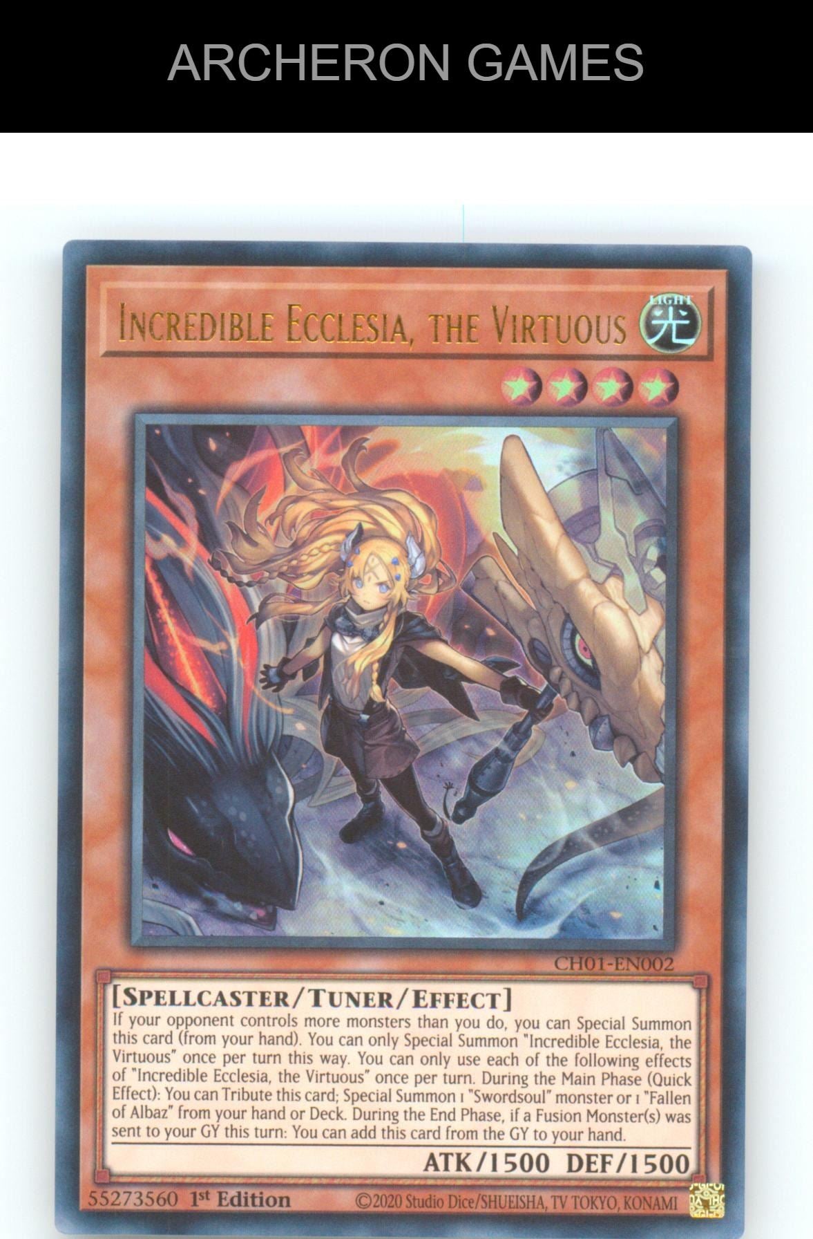 Incredible Ecclesia, the Virtuous Ultra Rare YUGIOH Card 1st Edition