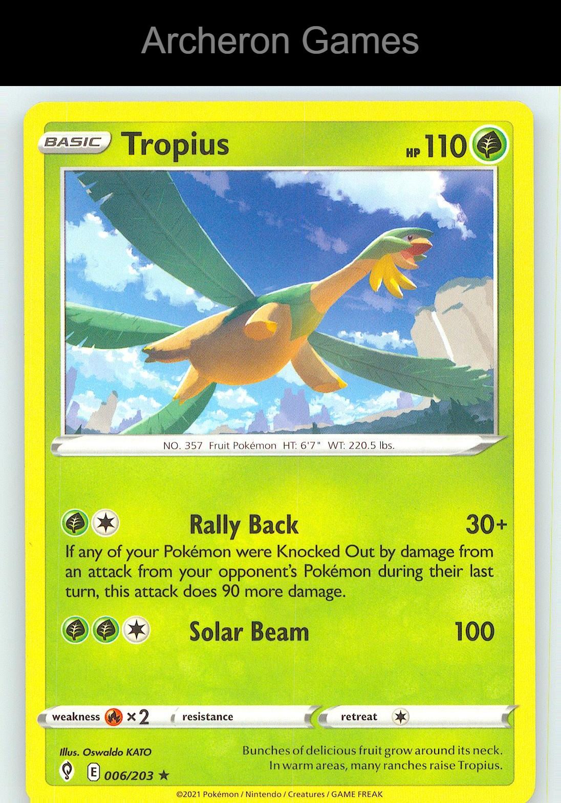 Pokemon Card Tropius EVS 006/203 R Evolving Skies