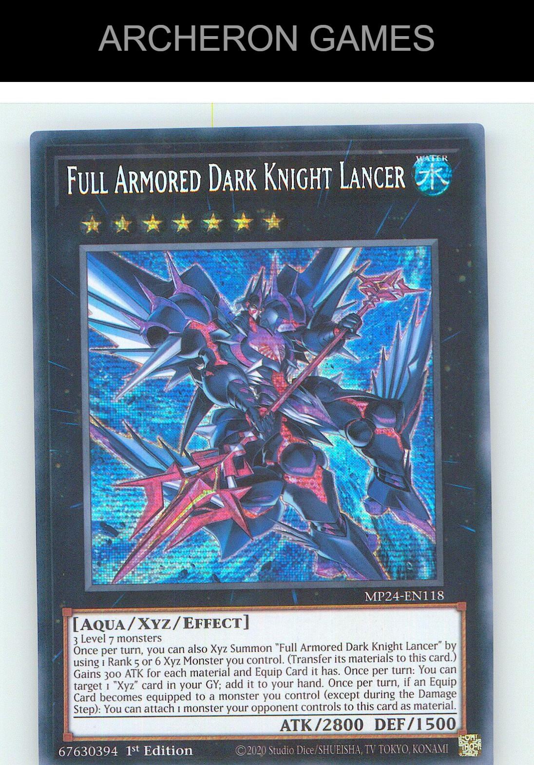 Full Armored Dark Knight Lancer Prismatic Secret Rare YUGIOH Card 1st Edition