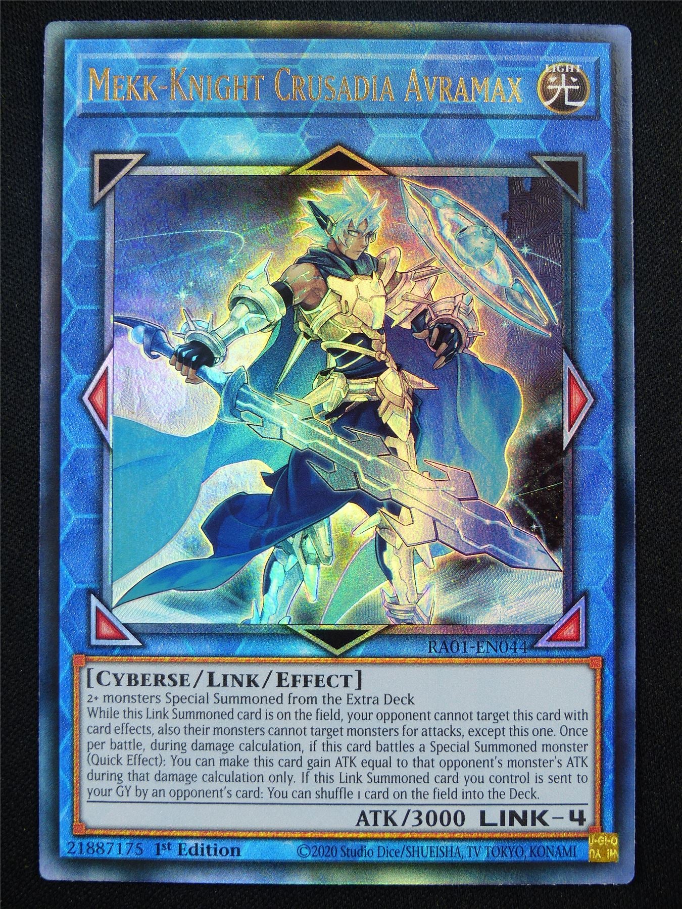 Mekk-Knight Crusadia Avramax RA01 Platinum Rare - 1st ed Yugioh Card #R0