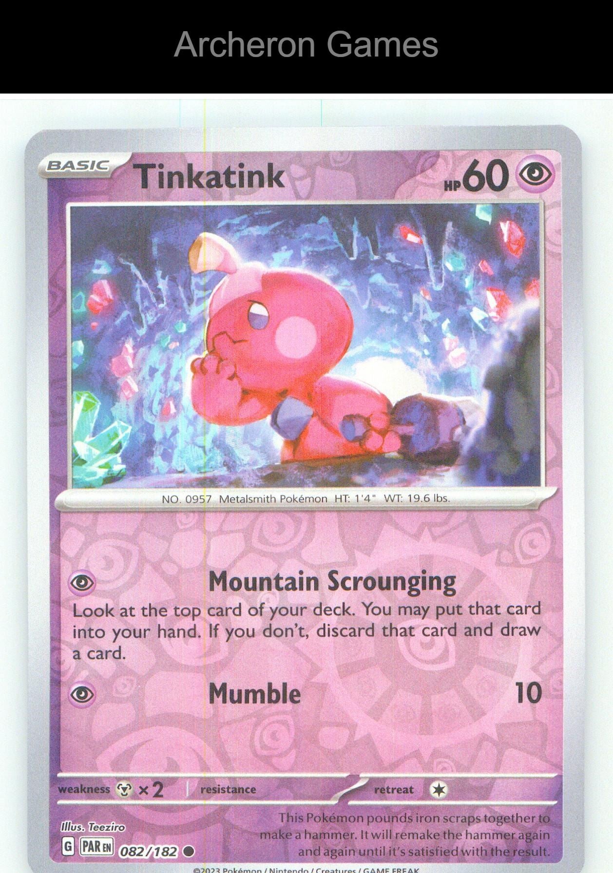 Pokemon Card Tinkatink PAR 082/182 C Paradox Rift Reverse Holo
