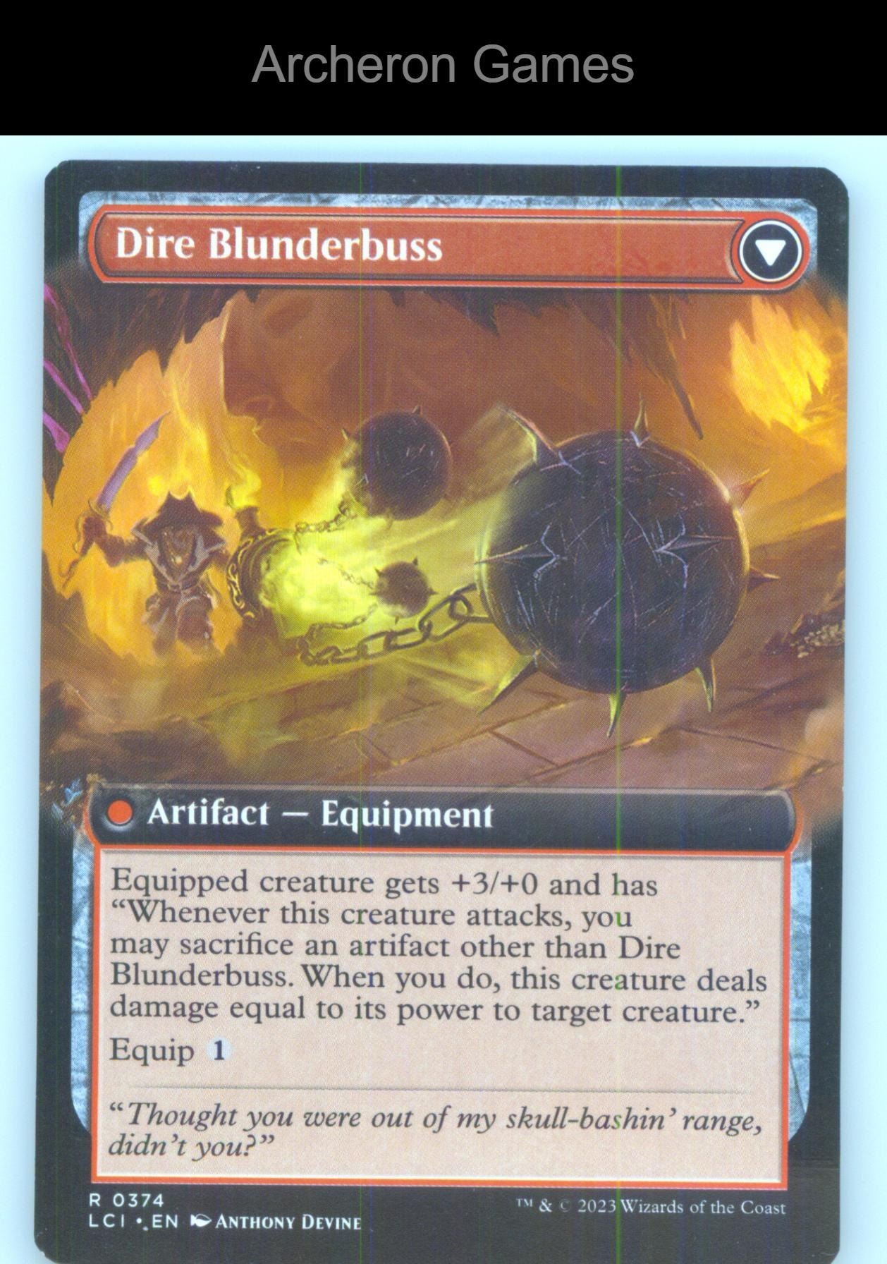 Dire Flail (Extended Art) 374 R MTG Card The Lost Caverns of Ixalan