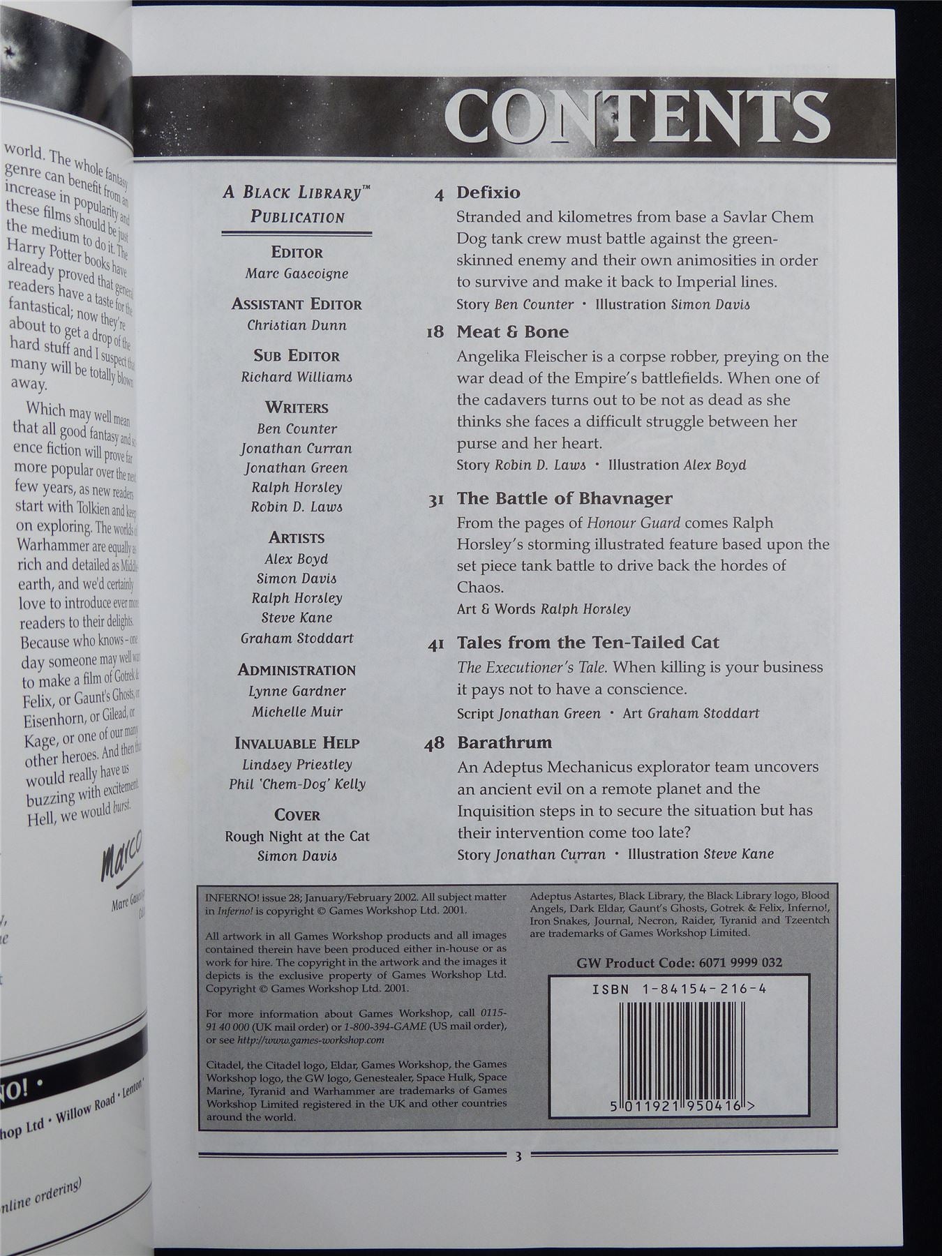 Inferno! Tales of Fantasy and Adventure #28 - Games Workshop Black Library Publication #1OI