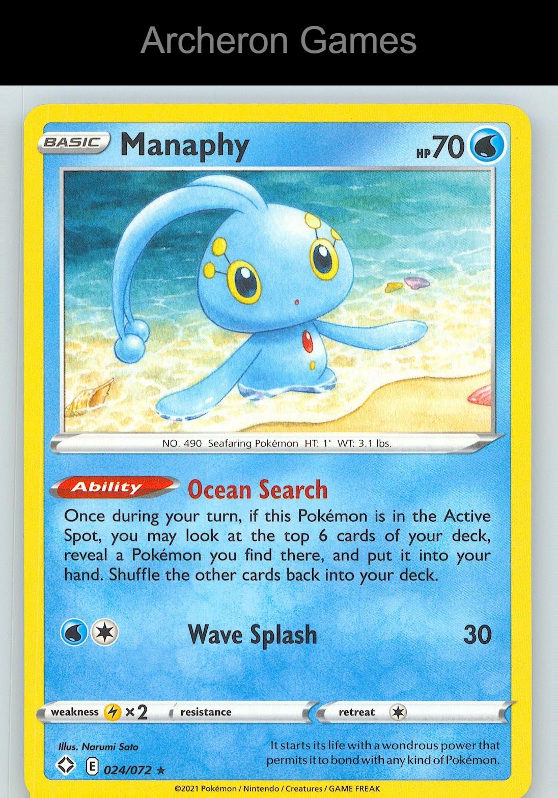 Pokemon Card Manaphy SHF 024/072 R Shining Fates