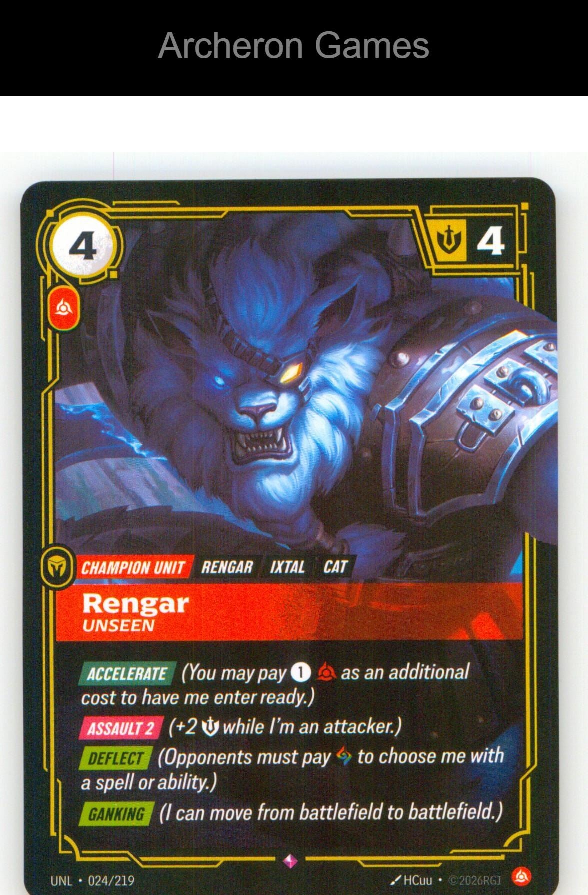 Rengar - Unseen UNL 024/219 R Unleashed Riftbound Card
