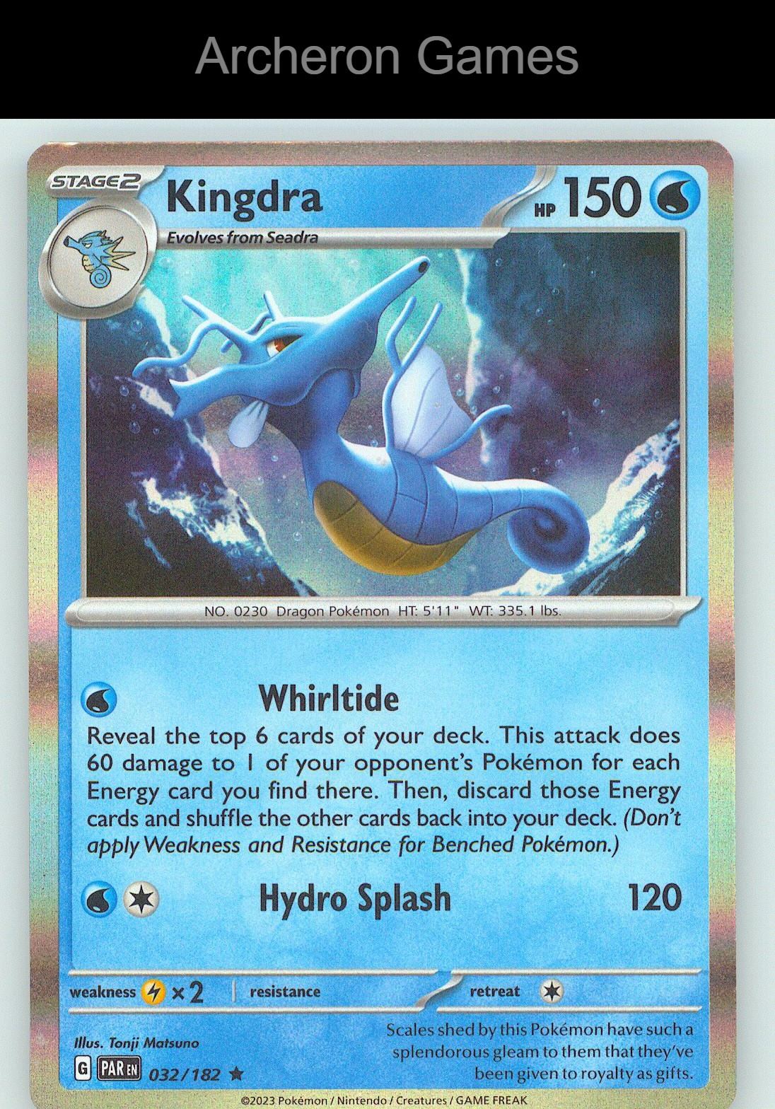 Pokemon Card Kingdra PAR 032/182 R Paradox Rift Holo