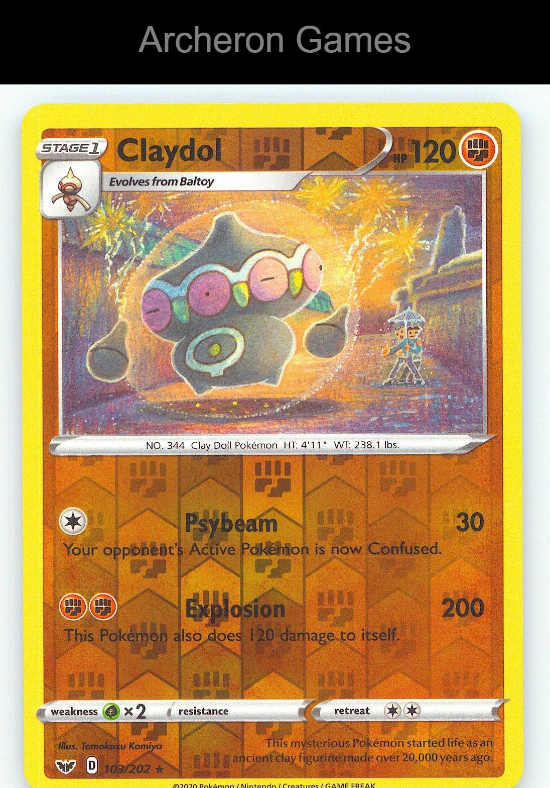 Pokemon Card Claydol SSH 103/202 R Sword & Shield Reverse Holo