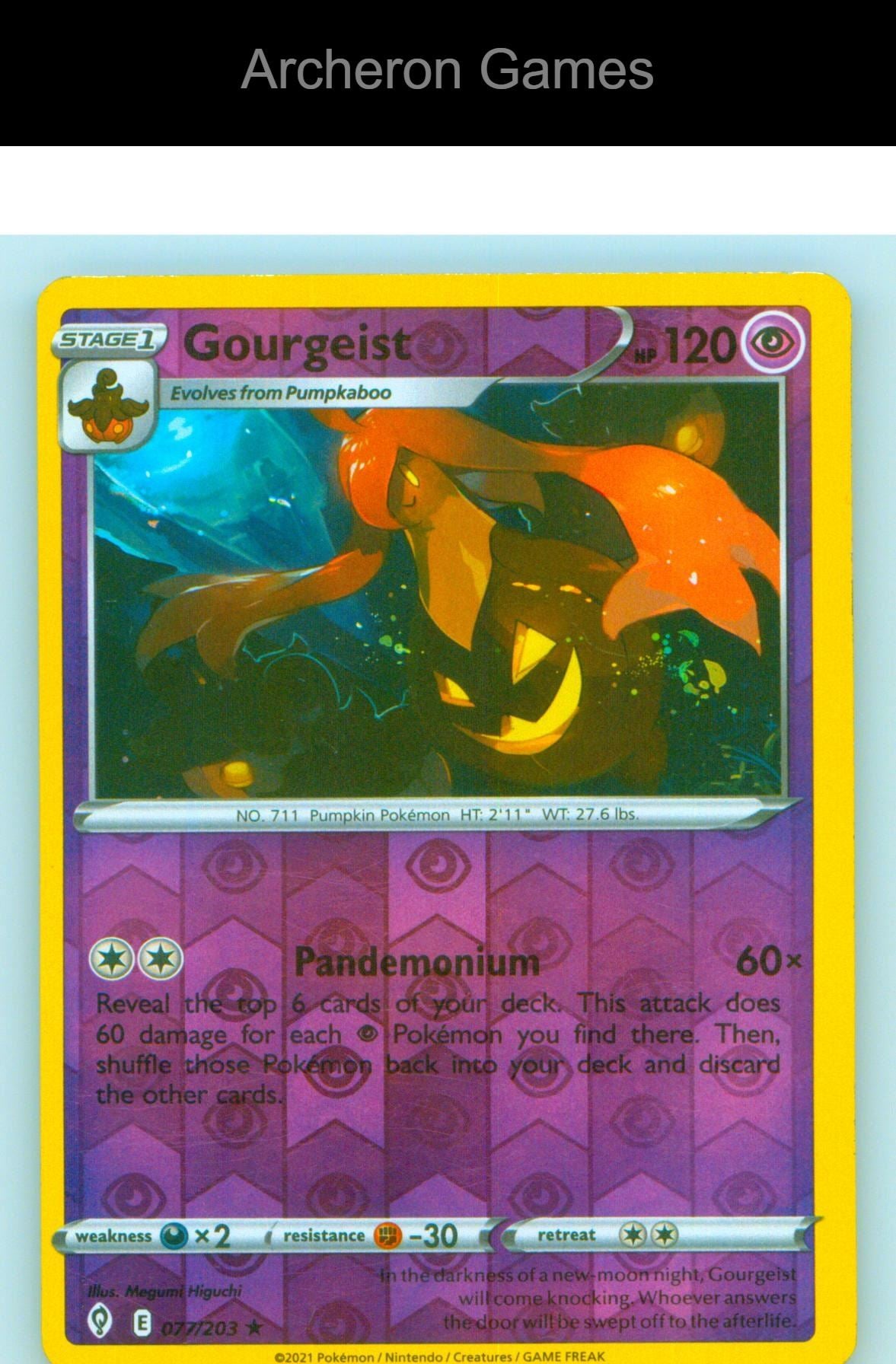 Pokemon Card Gourgeist EVS 077/203 R Evolving Skies Reverse Holo