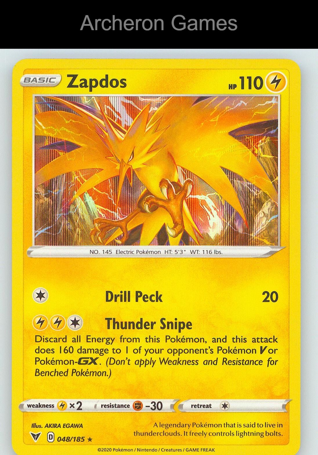 Pokemon Card Zapdos VIV 048/185 Line Holo R Vivid Voltage