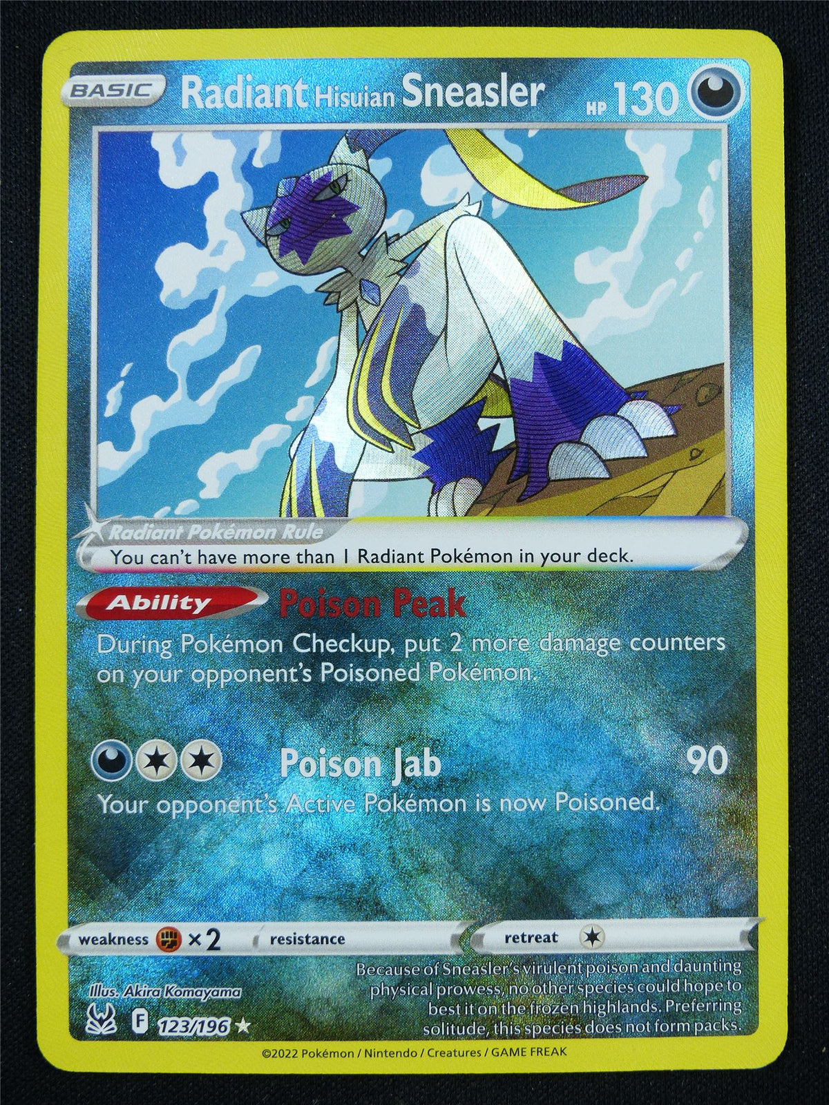 Radiant Hisuian Sneasler 123/196 Textured Holo - Pokemon Card #AA