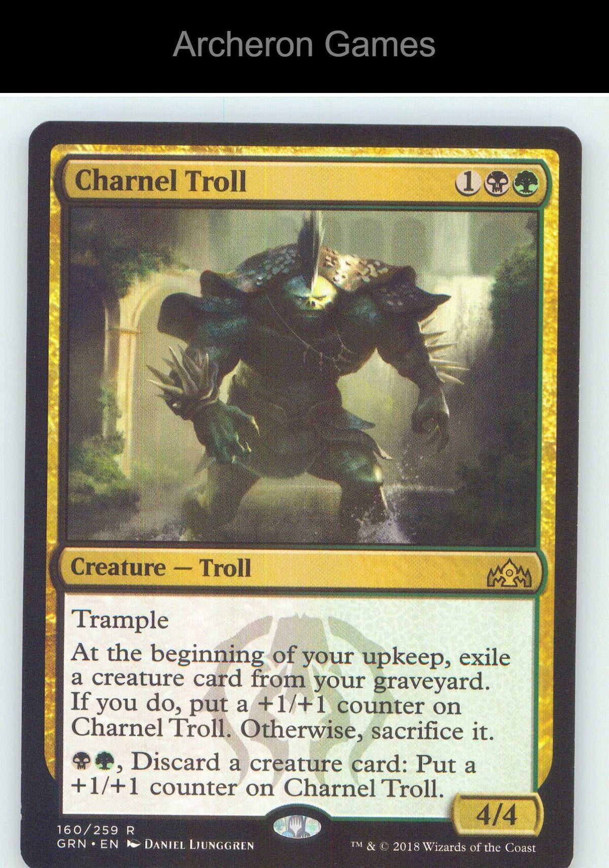 Charnel Troll GRN 160 R MTG Card NM/EX+