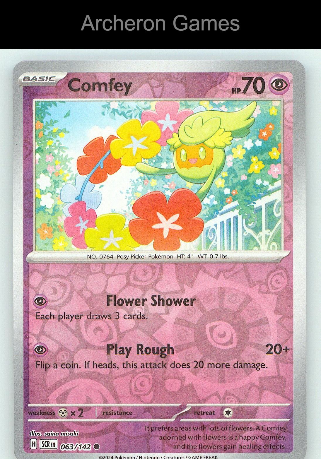 Pokemon Card Comfey SCR 063/142 C Stellar Crown Reverse Holo