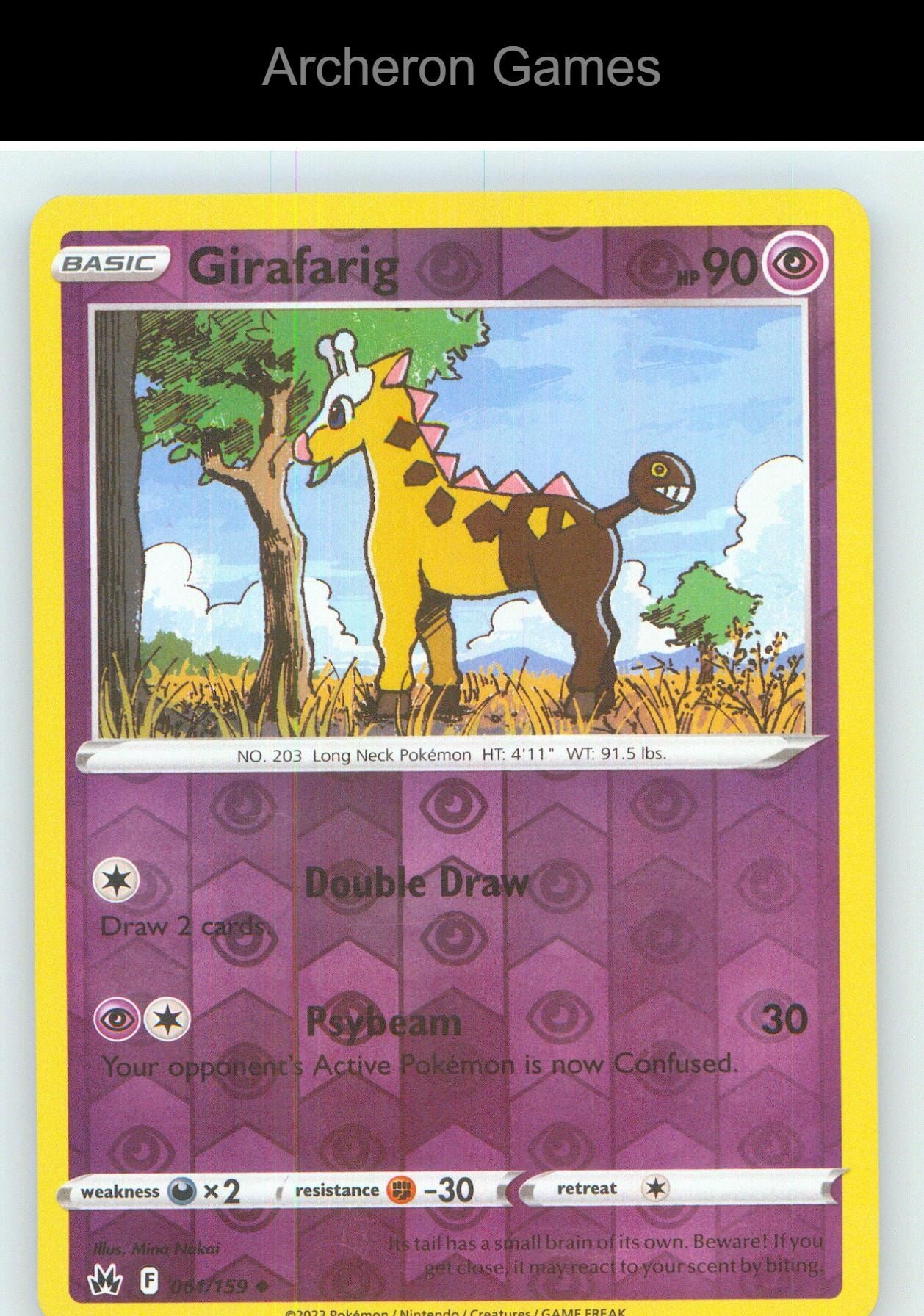 Pokemon Card Girafarig CRZ 061/159 UC Crown Zenith Reverse Holo