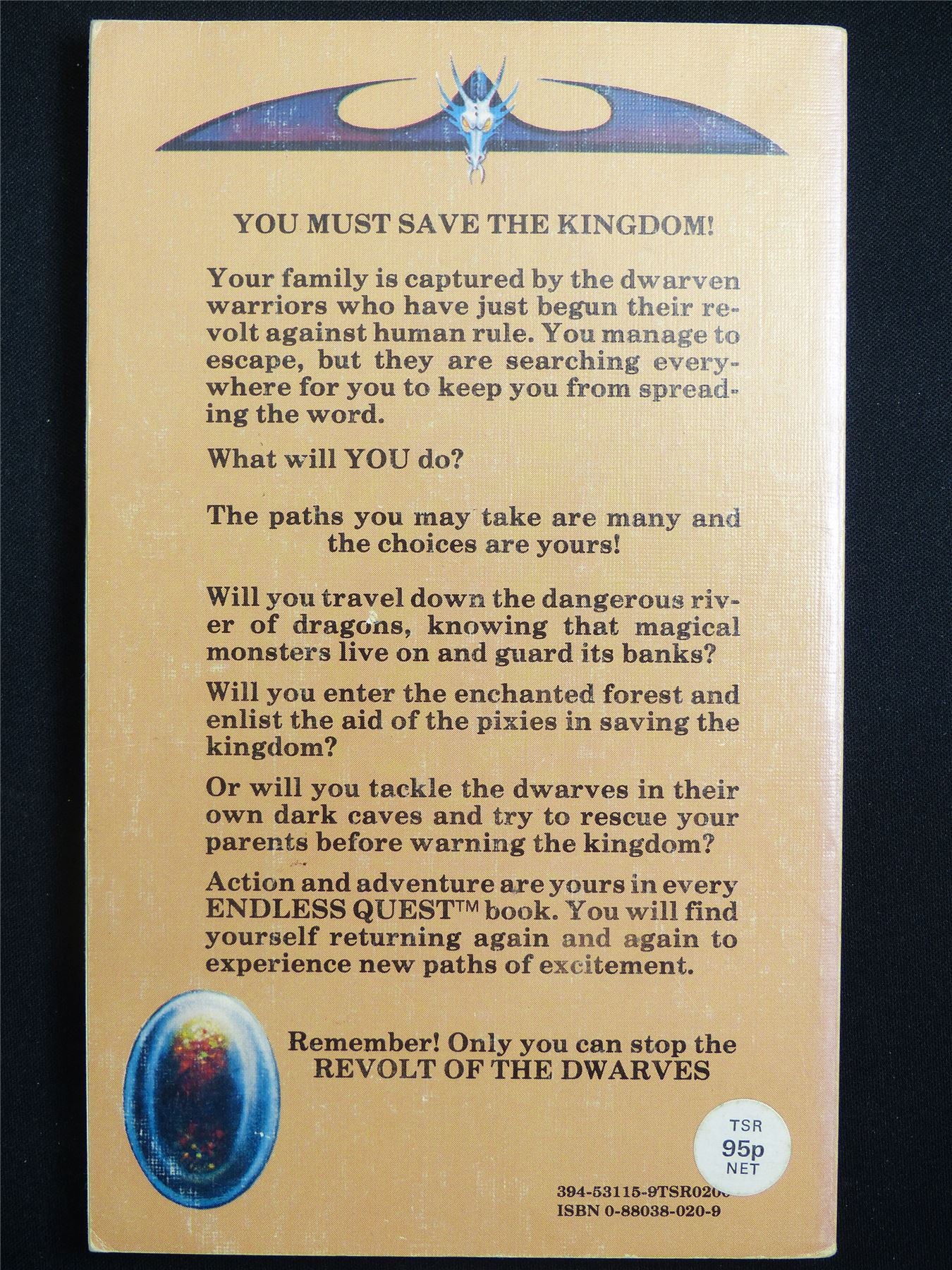 D&D Adventure Book: Revolt of the Dwarves Endless Quest - Vintage Novel Softback #LT