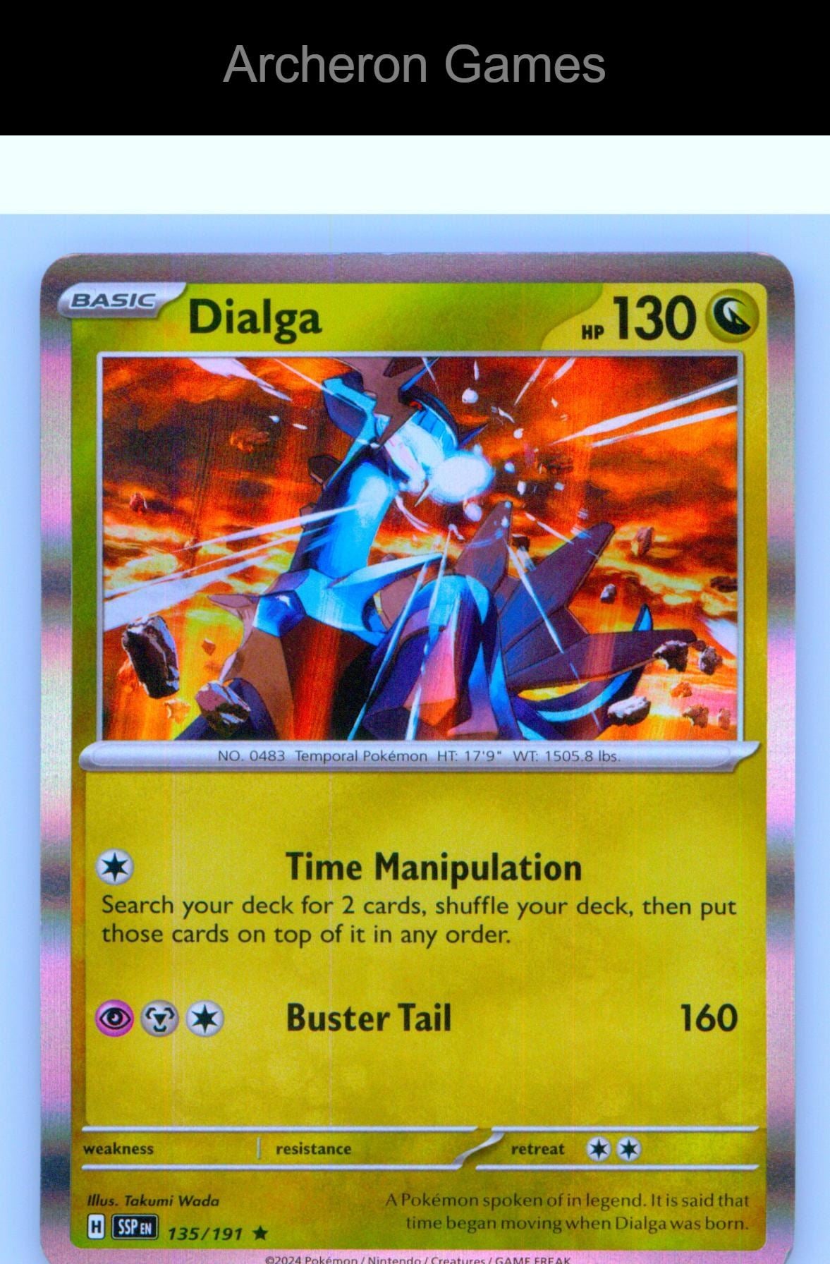 Pokemon Card Dialga SSP 135/191 R Surging Sparks Holo