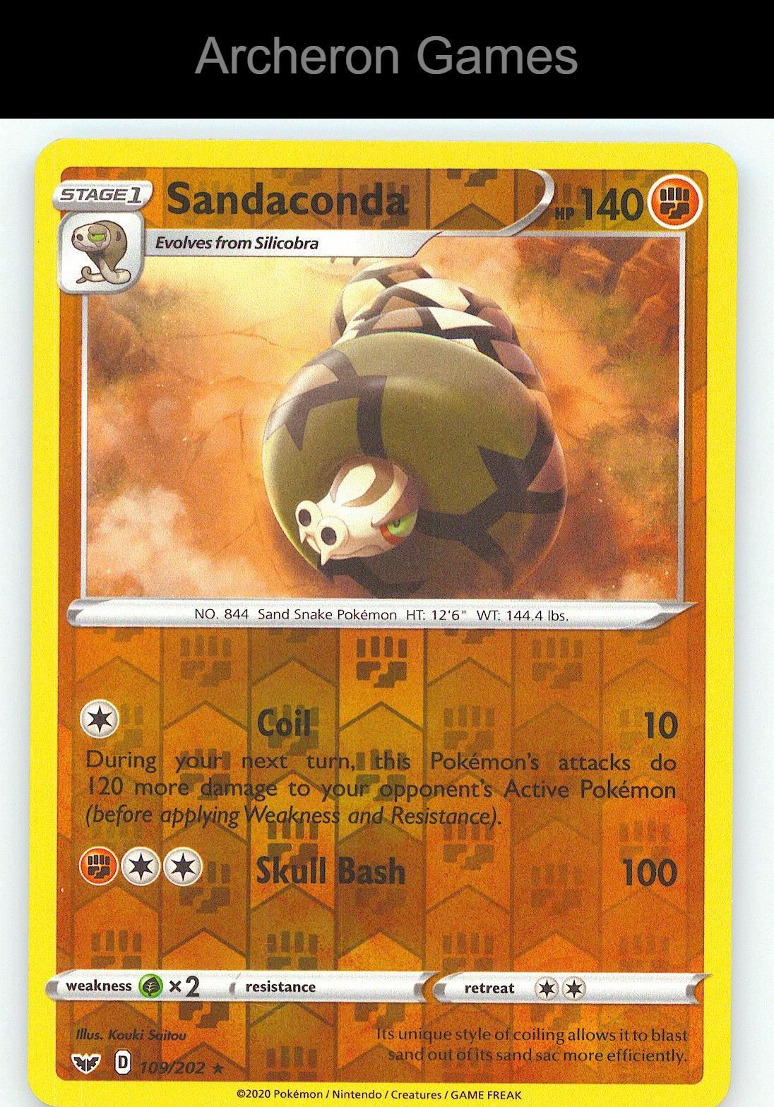 Pokemon Card Sandaconda SSH 109/202 R Sword & Shield Reverse Holo