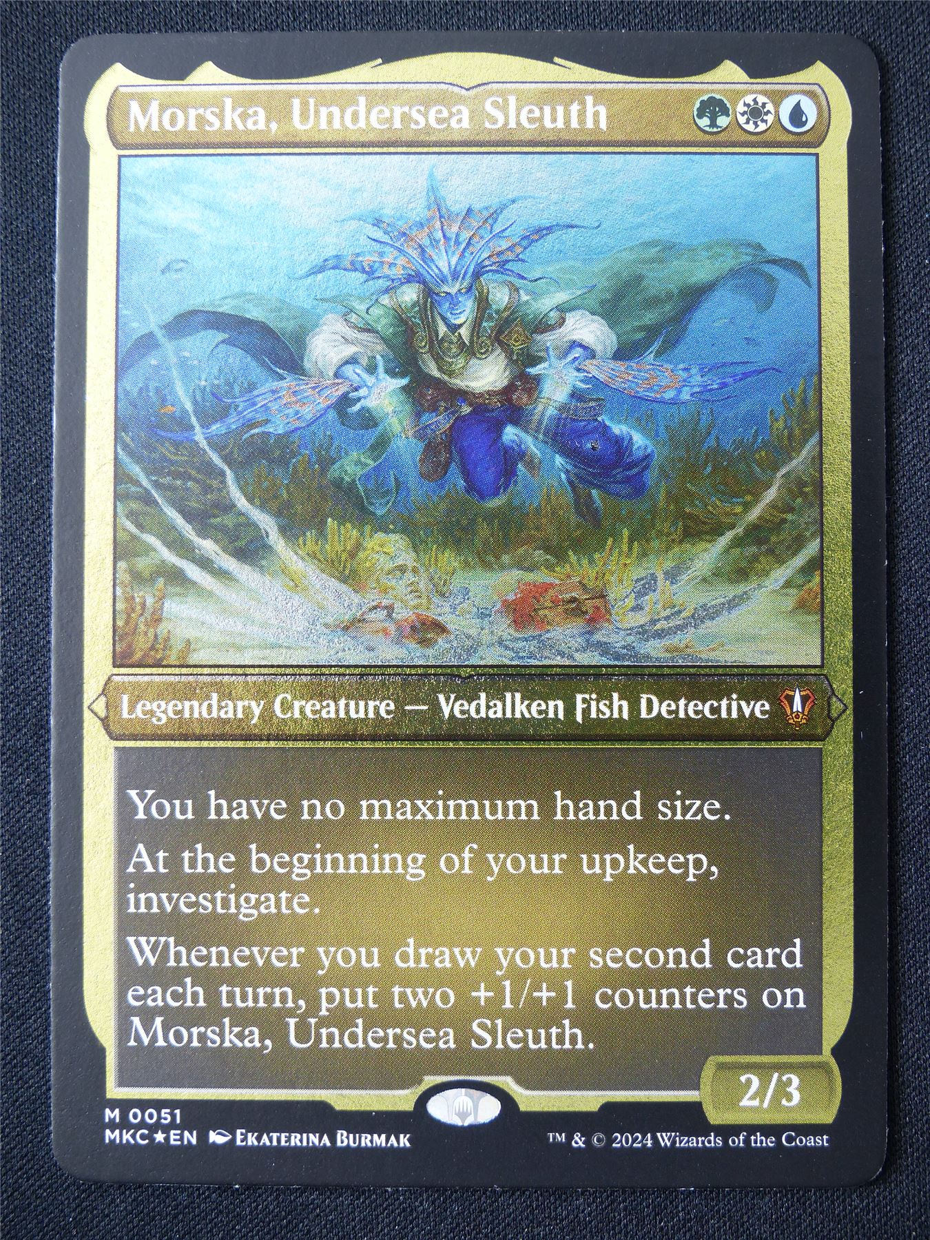 first mtg planeswalker card Morska Undersea Sleuth Foil Thick Card Commander - MKC
