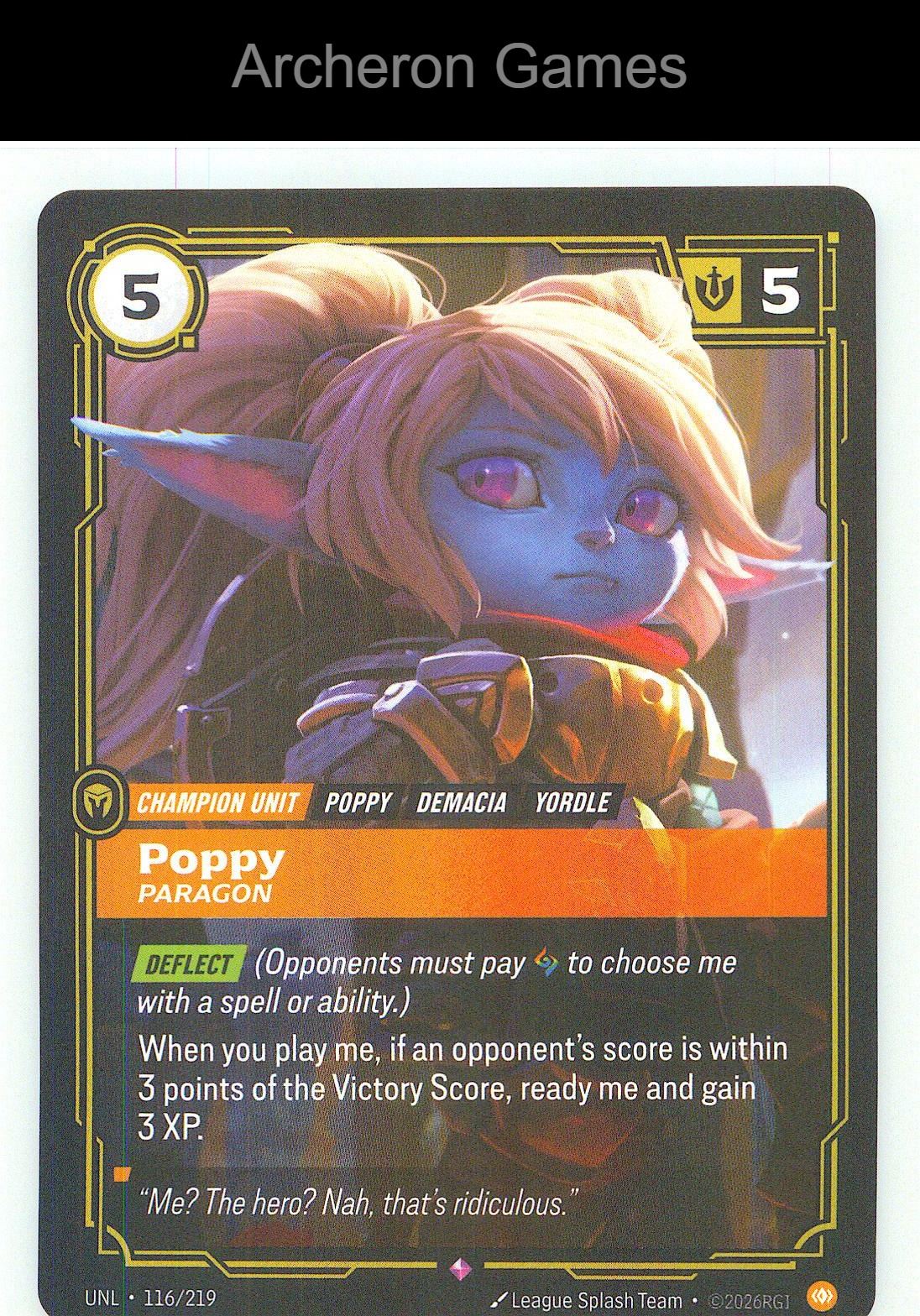 Poppy - Paragon UNL 116/219 R Unleashed Riftbound Card