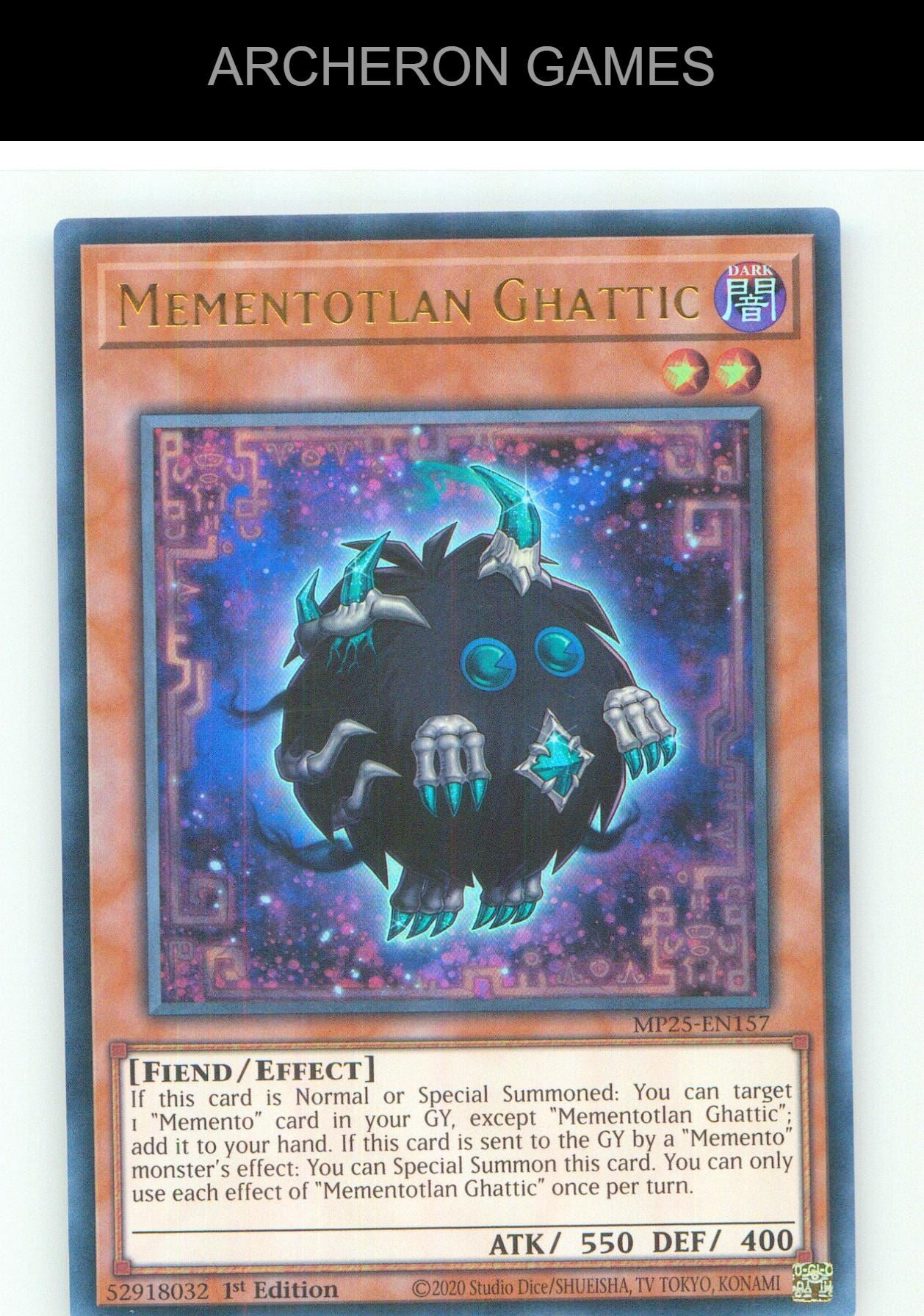 Mementotlan Ghattic UR YUGIOH Card 1st Edition