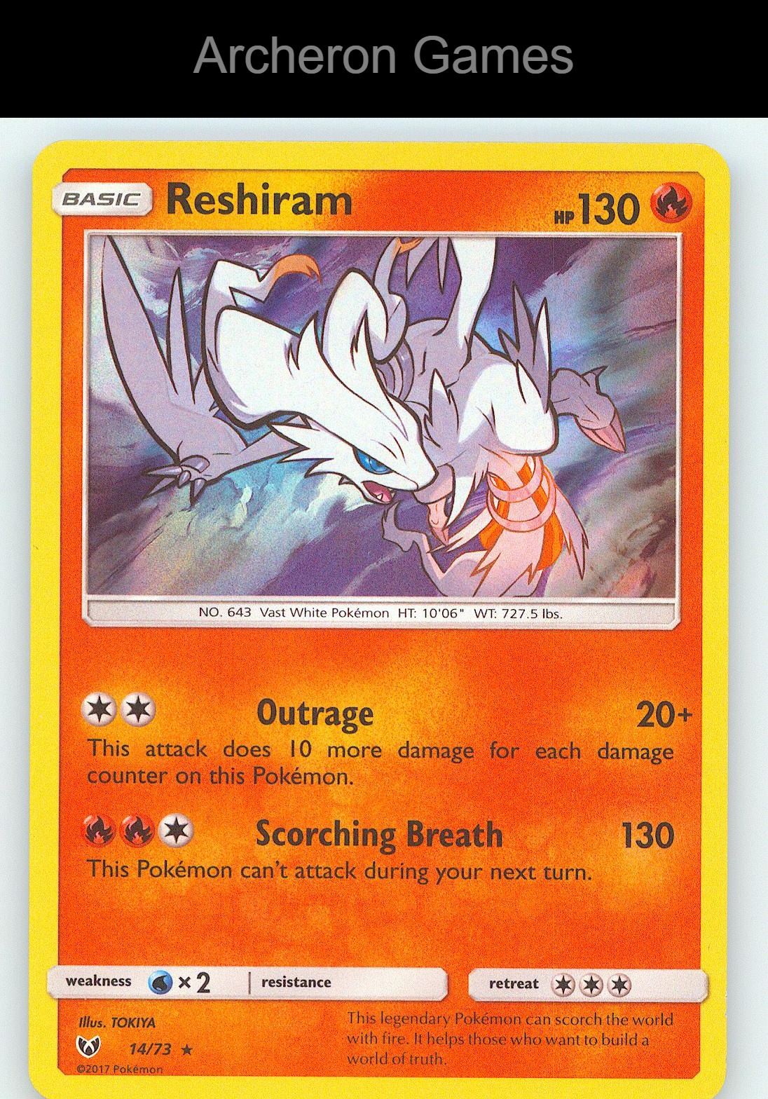 Pokemon Card Reshiram SLG 14/73 Surge Holo R Shining Legends
