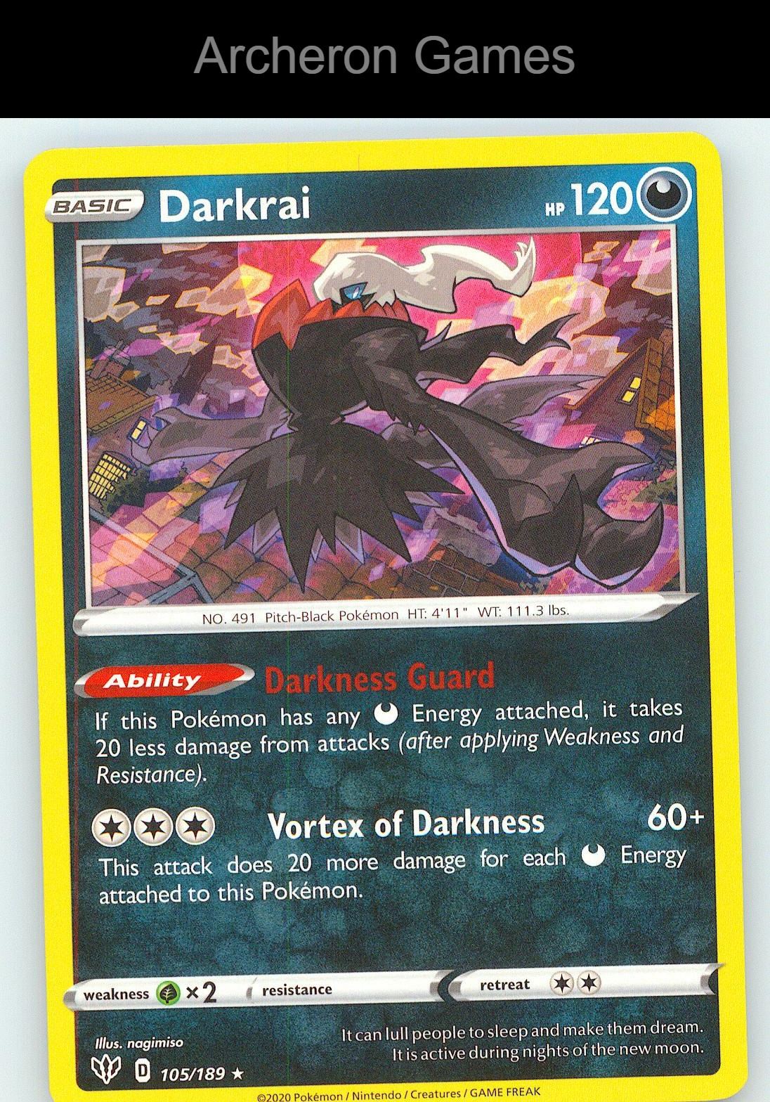 Pokemon Card Darkrai DAA 105/189 HOLO R Darkness Ablaze