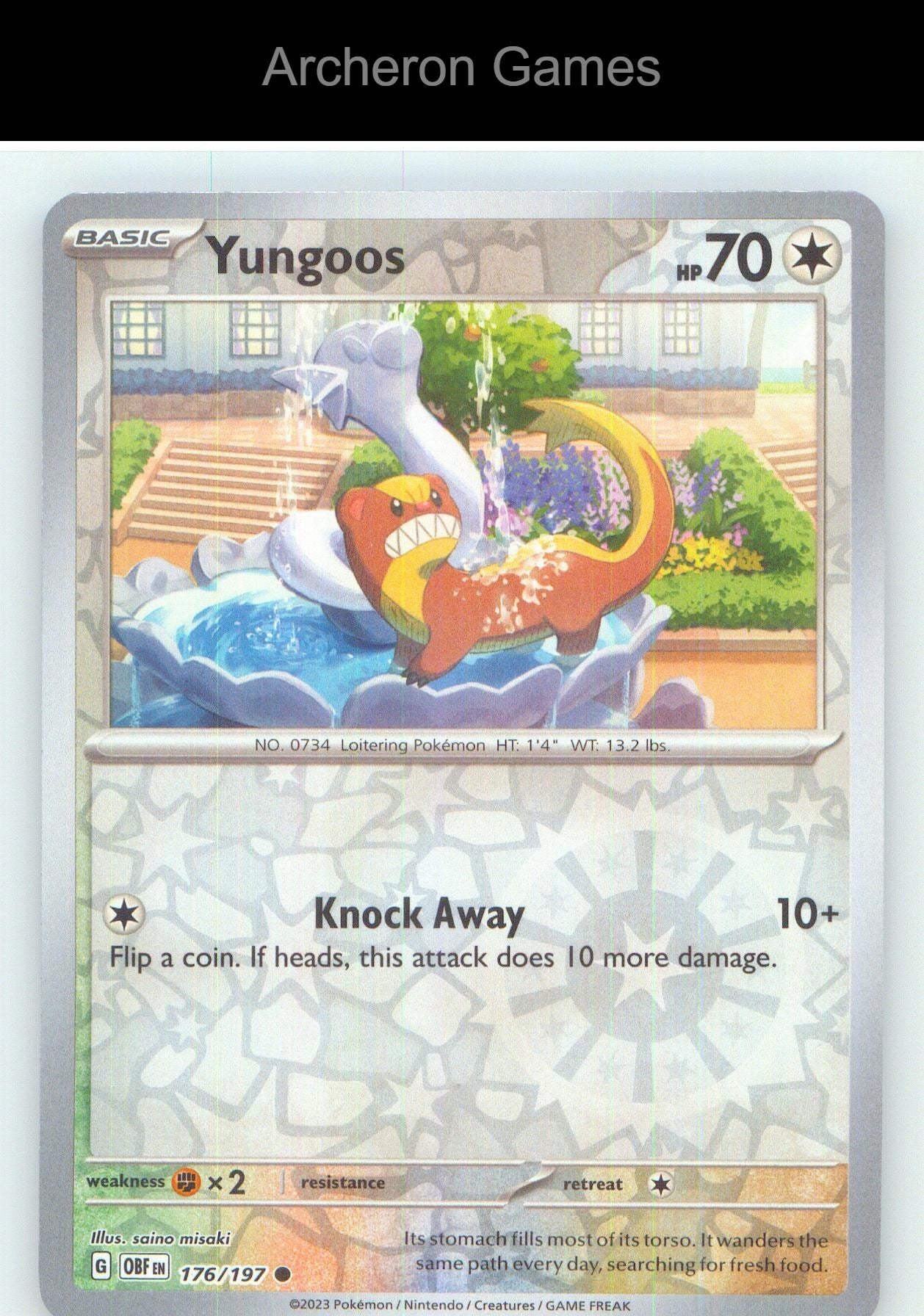 Pokemon Card Yungoos OBF 176/197 C Obsidian Flames Reverse Holo
