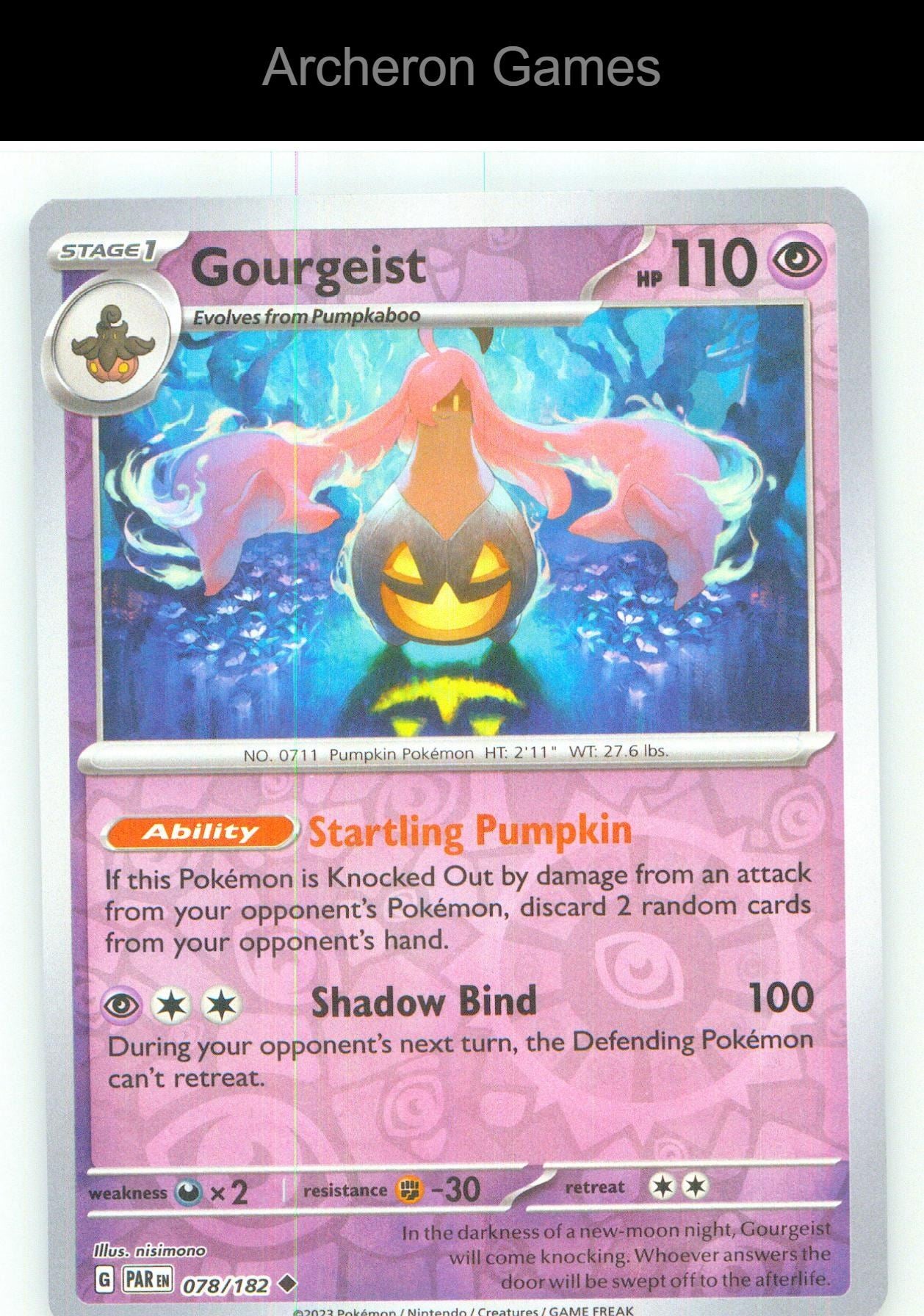 Pokemon Card Gourgeist PAR 078/182 UC Paradox Rift Reverse Holo