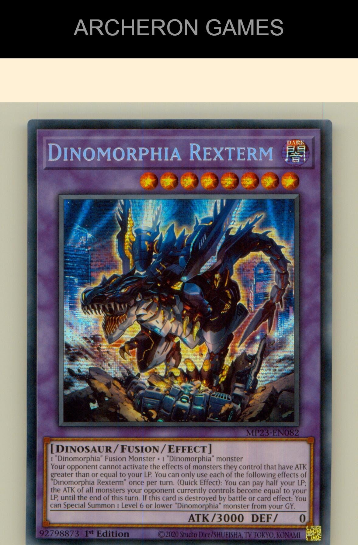 Dinomorphia Rexterm Prismatic Secret Rare YUGIOH Card 1st Edition