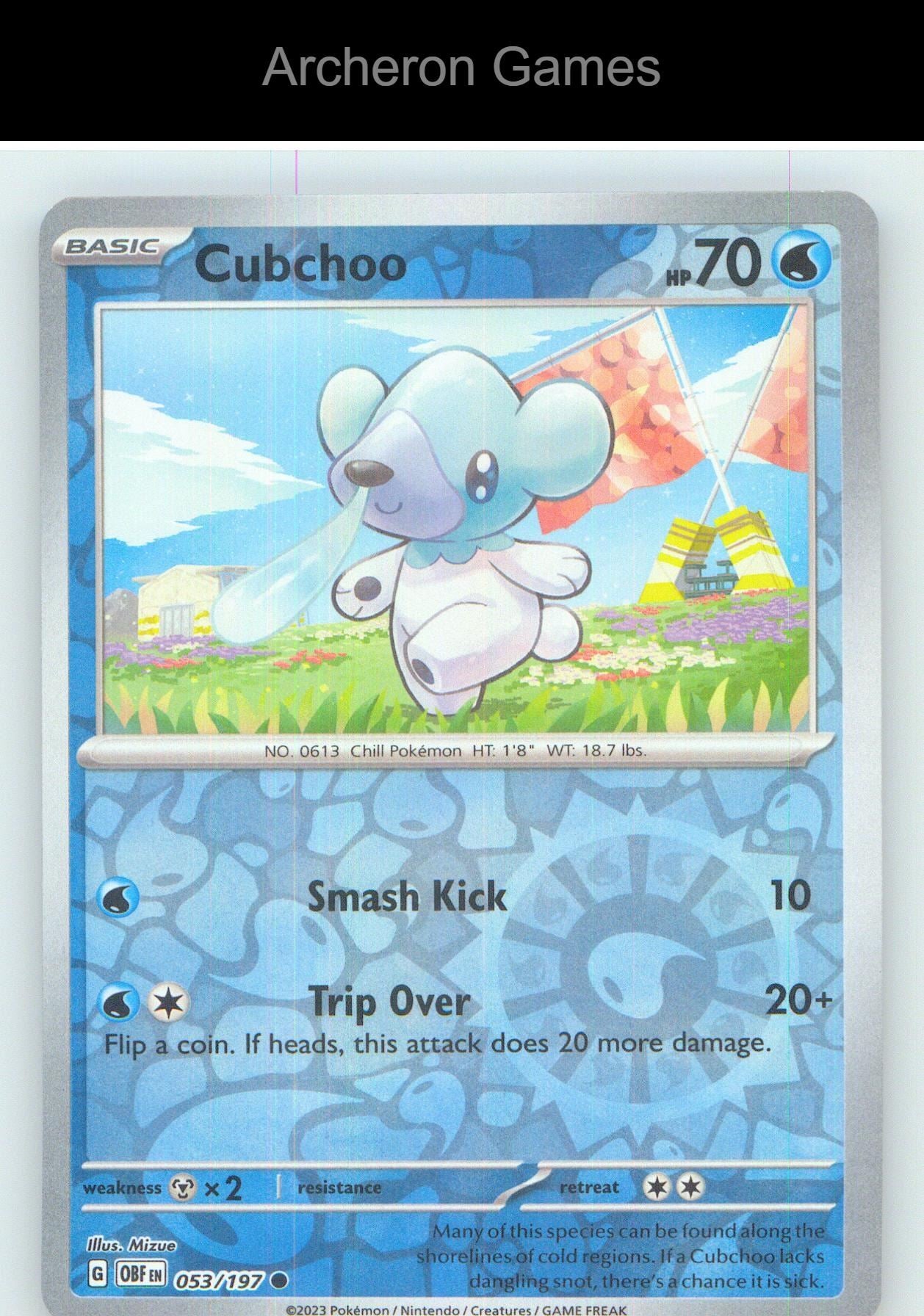Pokemon Card Cubchoo OBF 053/197 C Obsidian Flames Reverse Holo