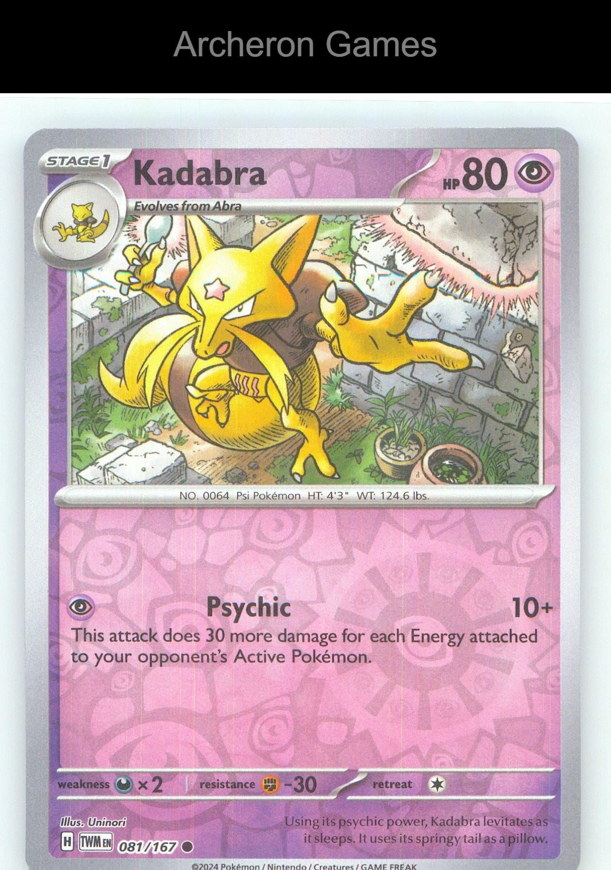 Pokemon Card Kadabra TWM 081/167 C Twilight Masquerade Reverse Holo