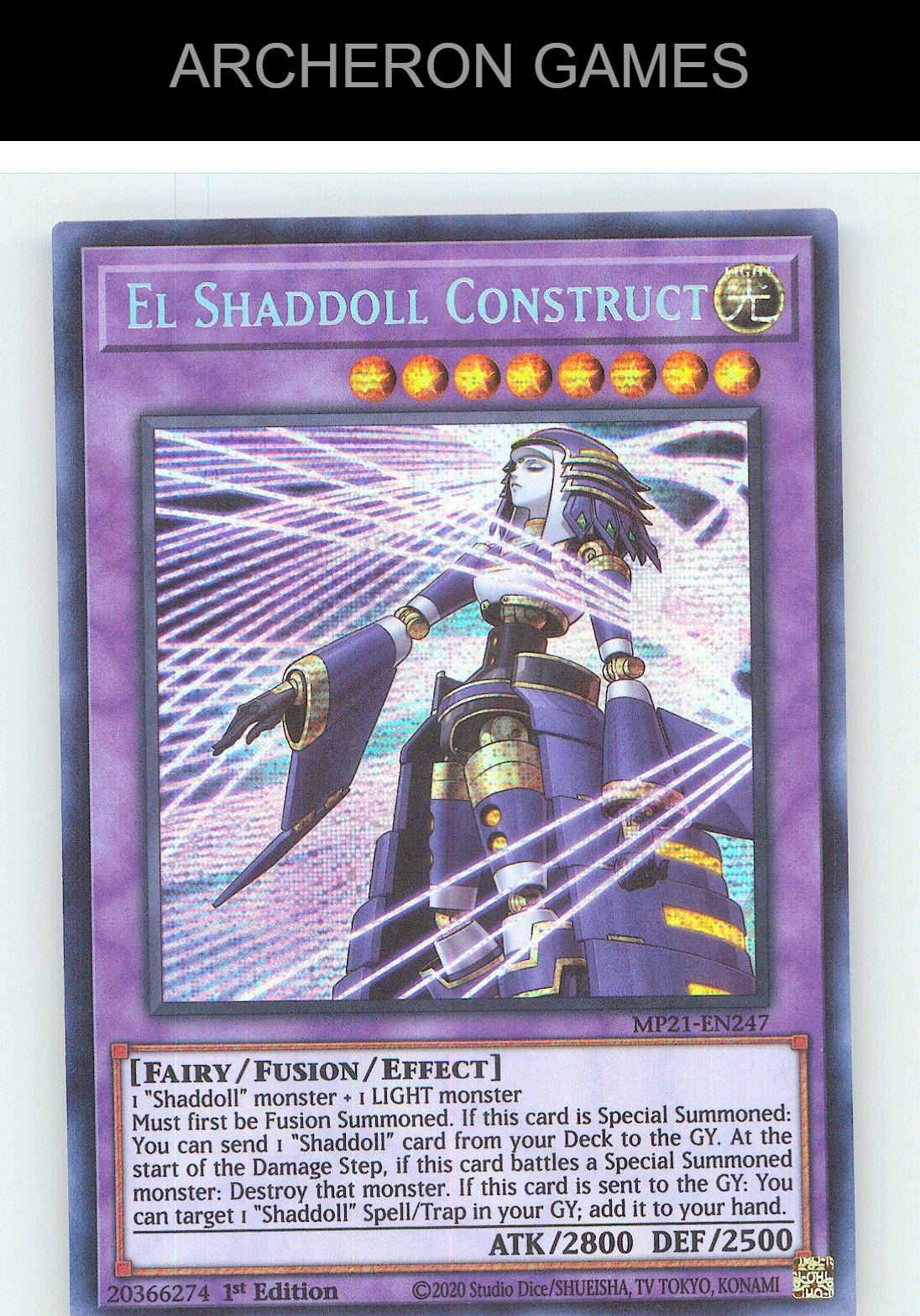 El Shaddoll Construct Prismatic Secret Rare YUGIOH Card 1st Edition