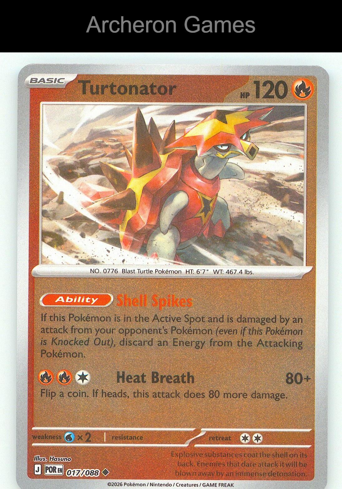 Pokemon Card Turtonator ME03 017/088 UC Perfect Order Reverse Holo