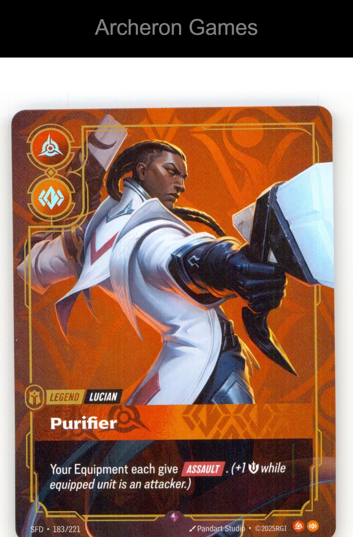 Lucian - Purifier SFD 183/221 R Spiritforged Riftbound Card