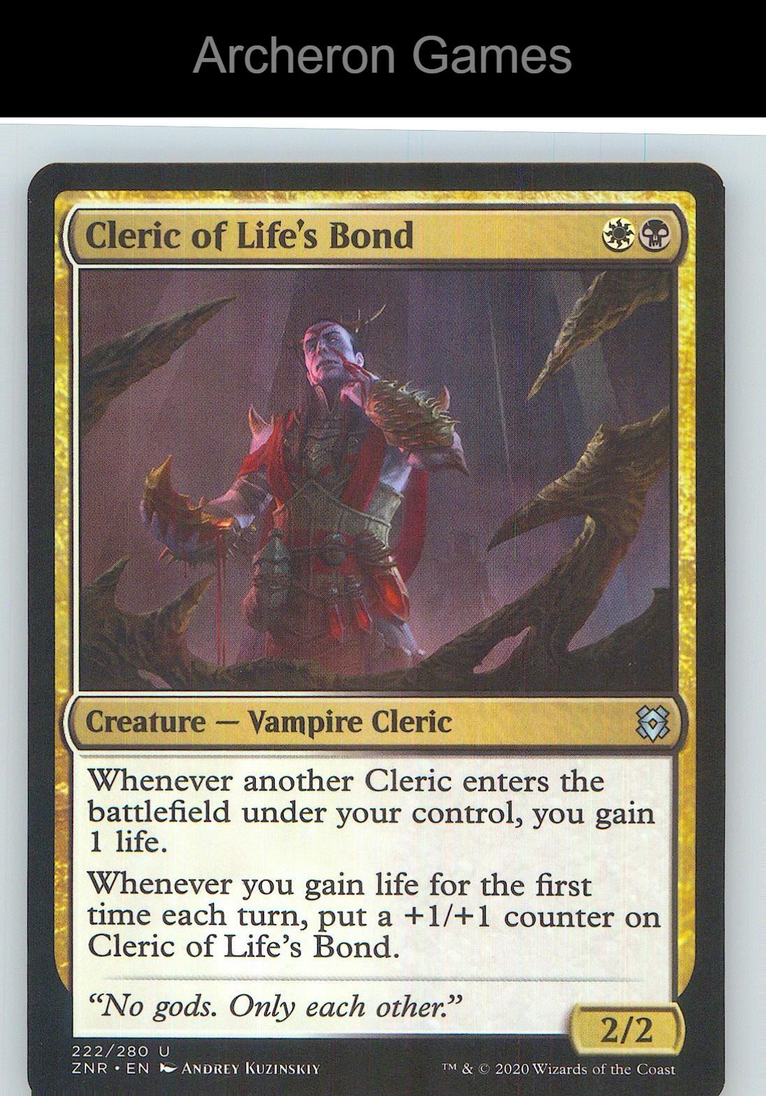 Cleric of Life's Bond ZNR 222 UC MTG Card NM/EX+