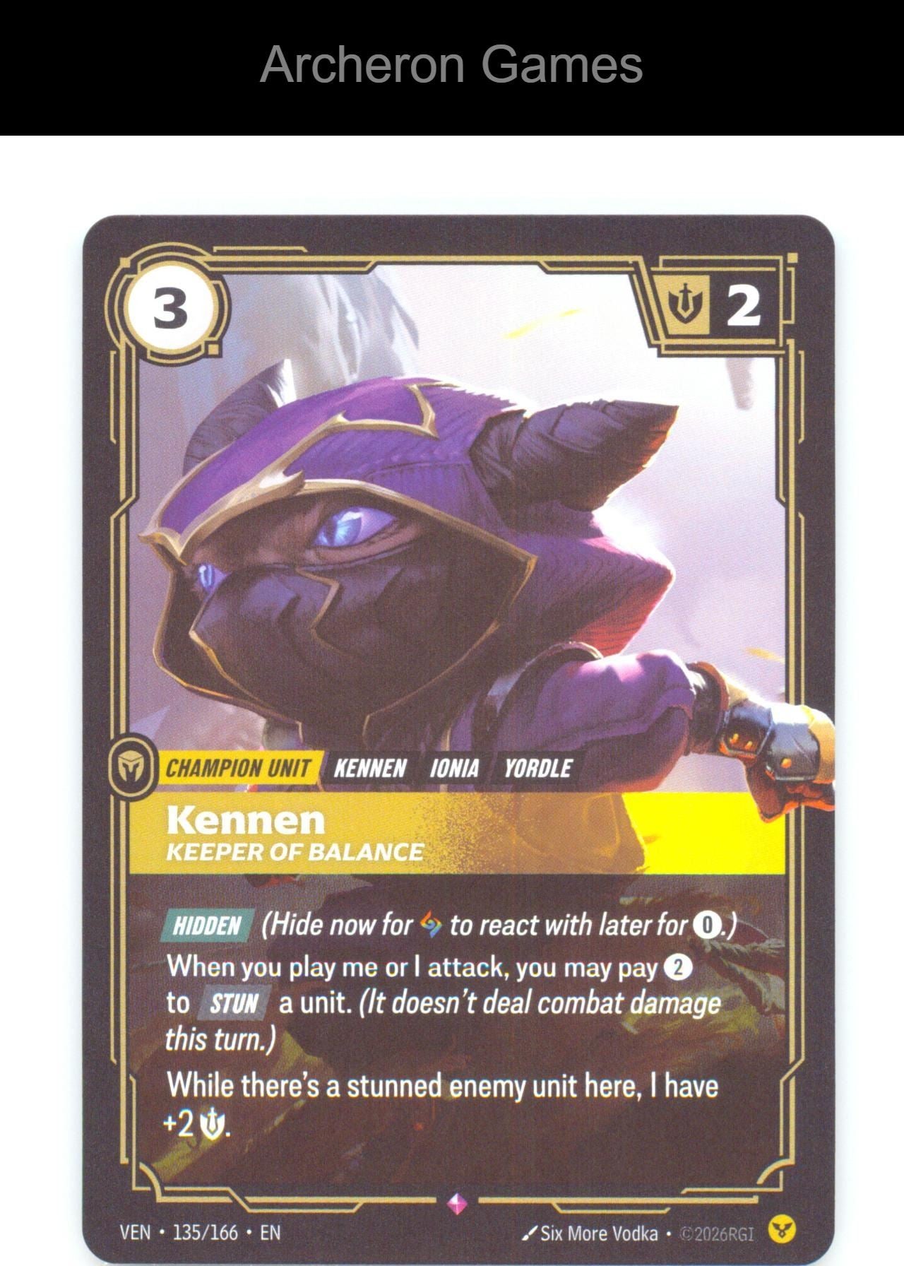 Kennen - Keeper of Balance VEN 135/166 R Vendetta Riftbound Card Foil