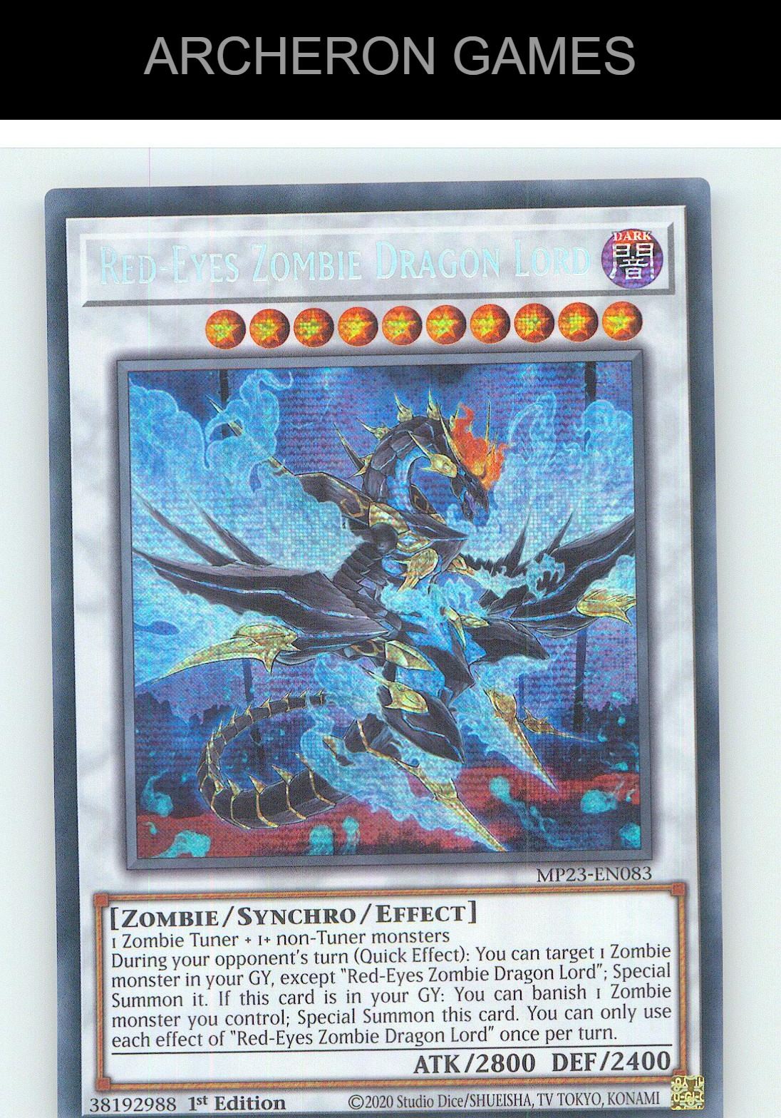 Red-Eyes Zombie Dragon Lord Prismatic Secret Rare YUGIOH Card 1st Edition