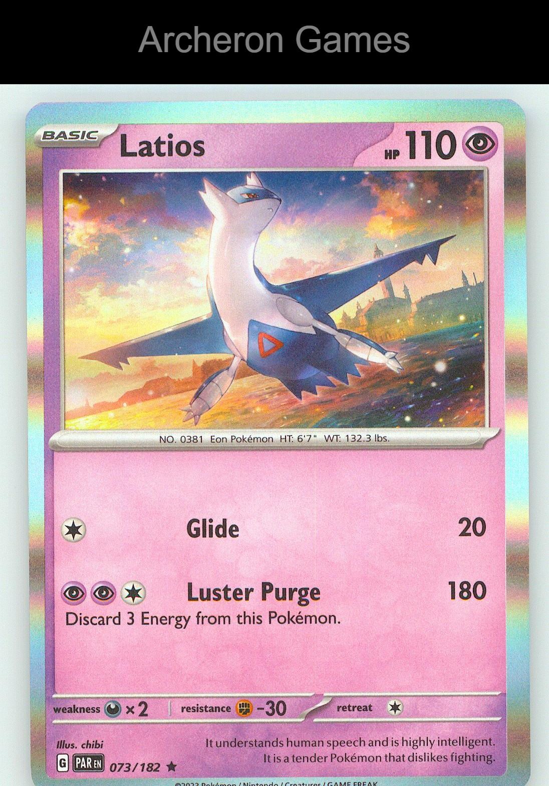 Pokemon Card Latios PAR 073/182 R Paradox Rift Holo