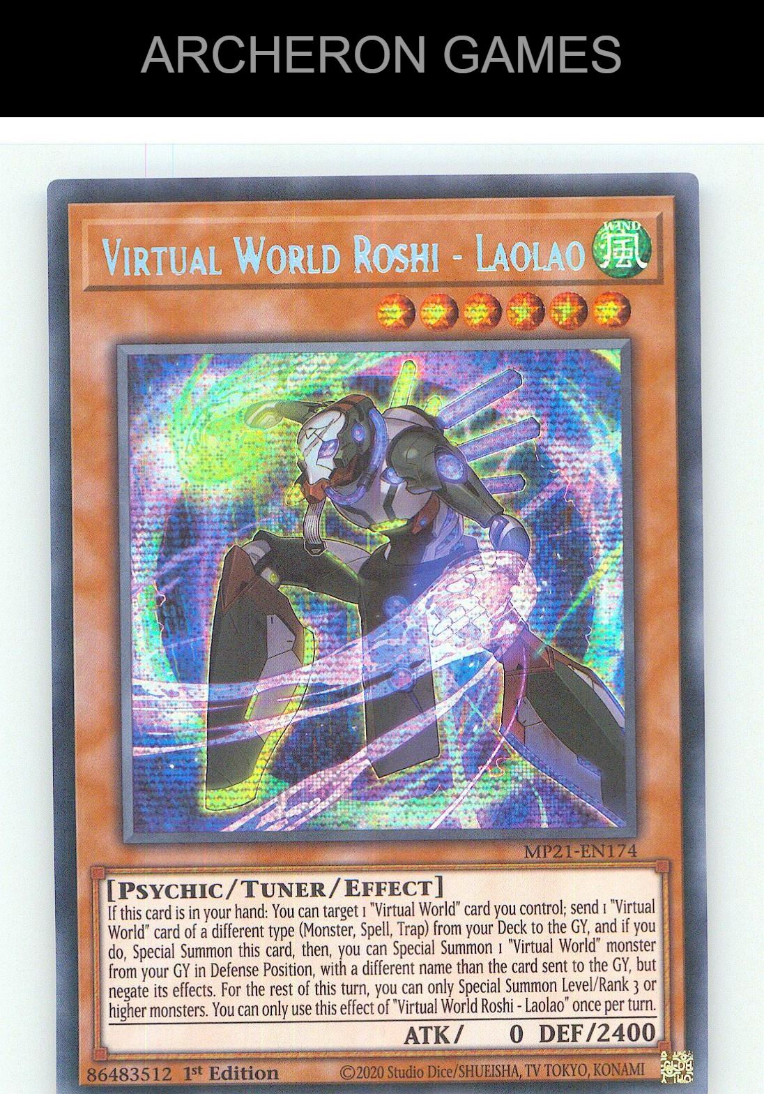 Virtual World Roshi - Laolao Prismatic Secret Rare YUGIOH Card 1st Edition