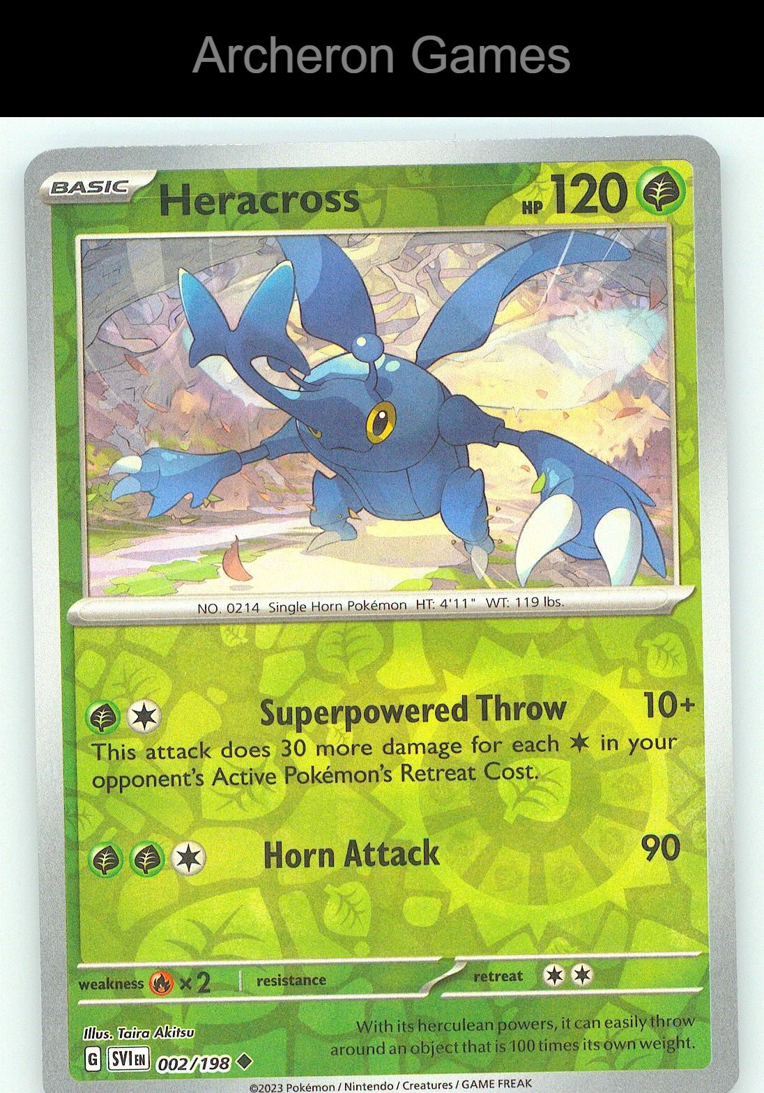 Pokemon Card Heracross SVI 002/198 UC Scarlet & Violet Reverse Holo