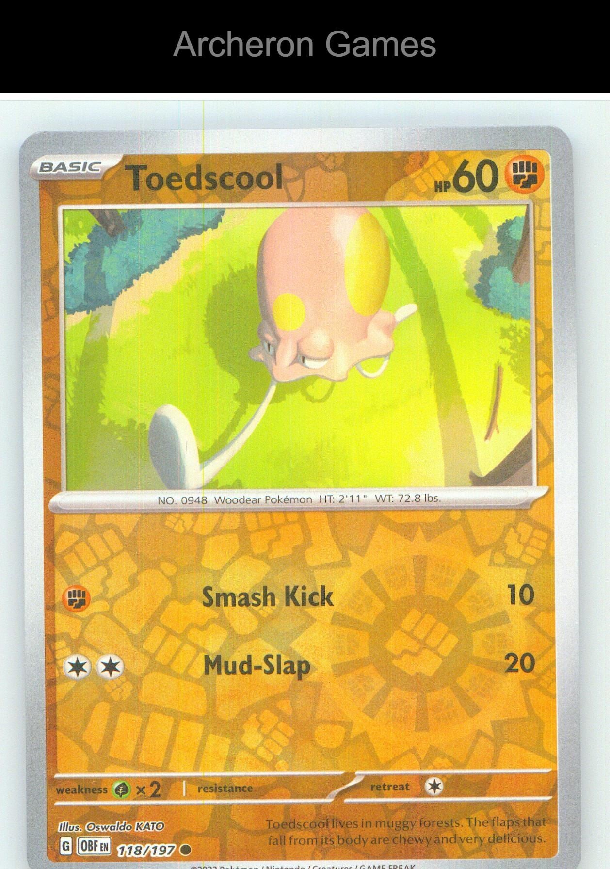 Pokemon Card Toedscool OBF 118/197 C Obsidian Flames Reverse Holo
