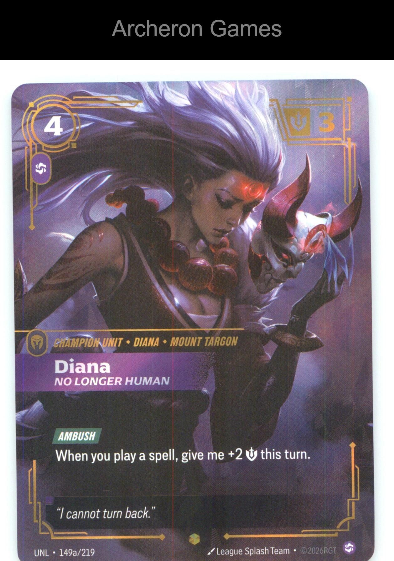 Diana - No Longer Human (Alt Art) UNL 149a/219 Unleashed Riftbound Card Foil