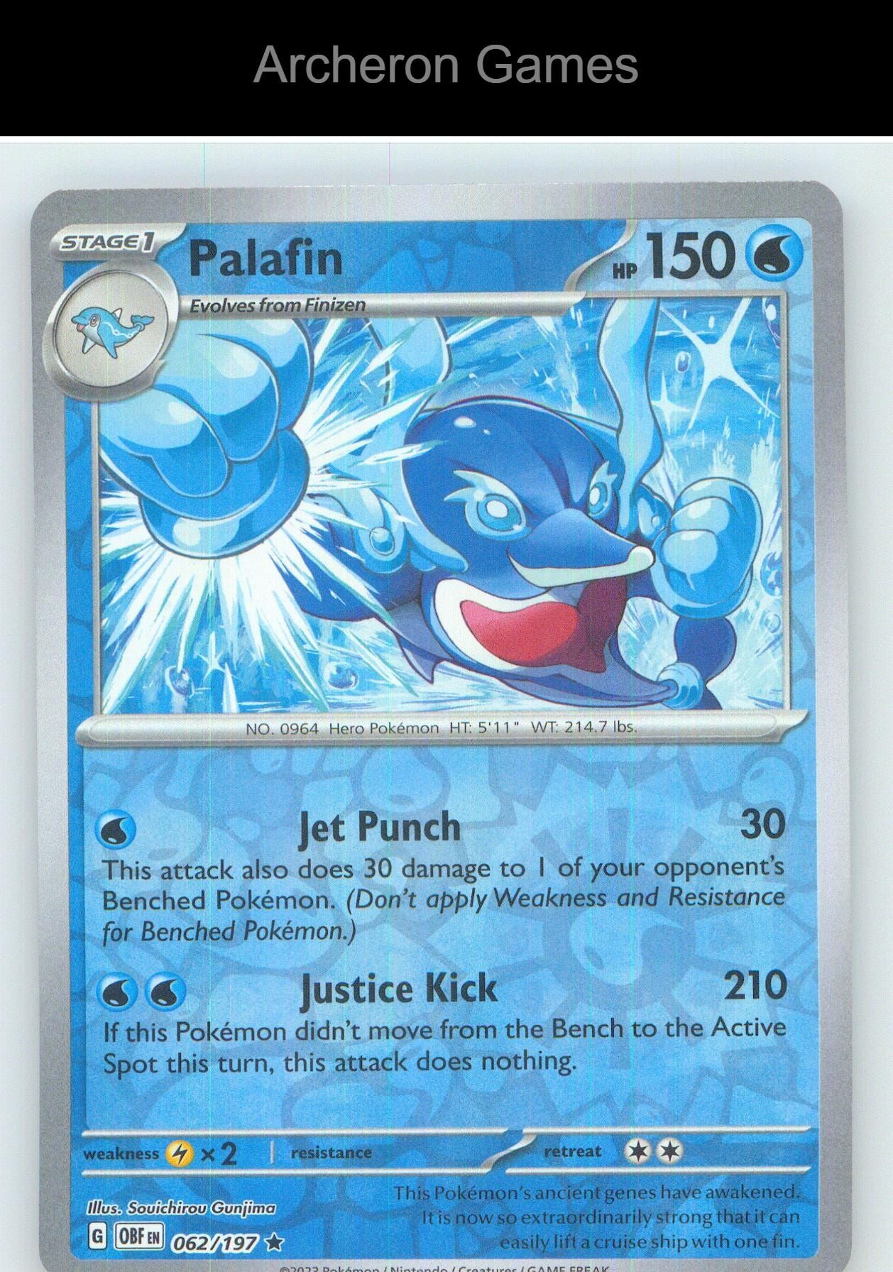 Pokemon Card Palafin OBF 062/197 R Obsidian Flames Reverse Holo