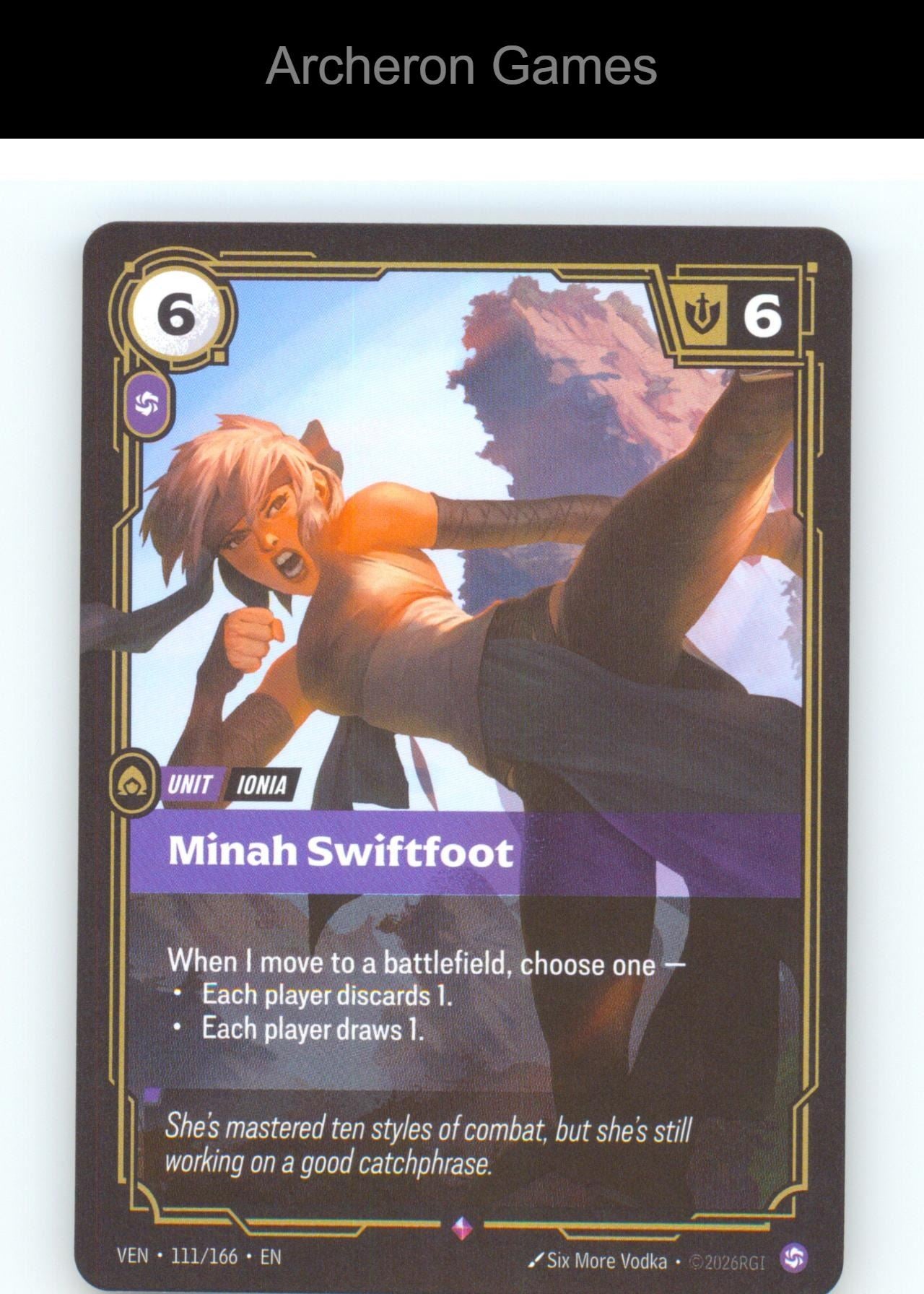 Minah Swiftfoot VEN 111/166 R Vendetta Riftbound Card Foil