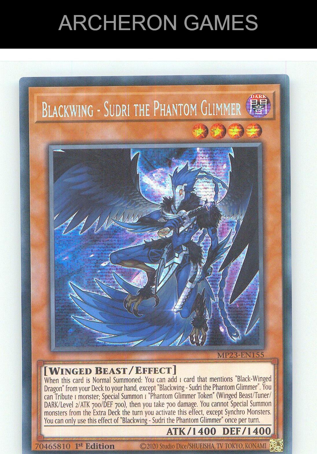 Blackwing - Sudri the Phantom Glimmer YUGIOH Card 1st Edition